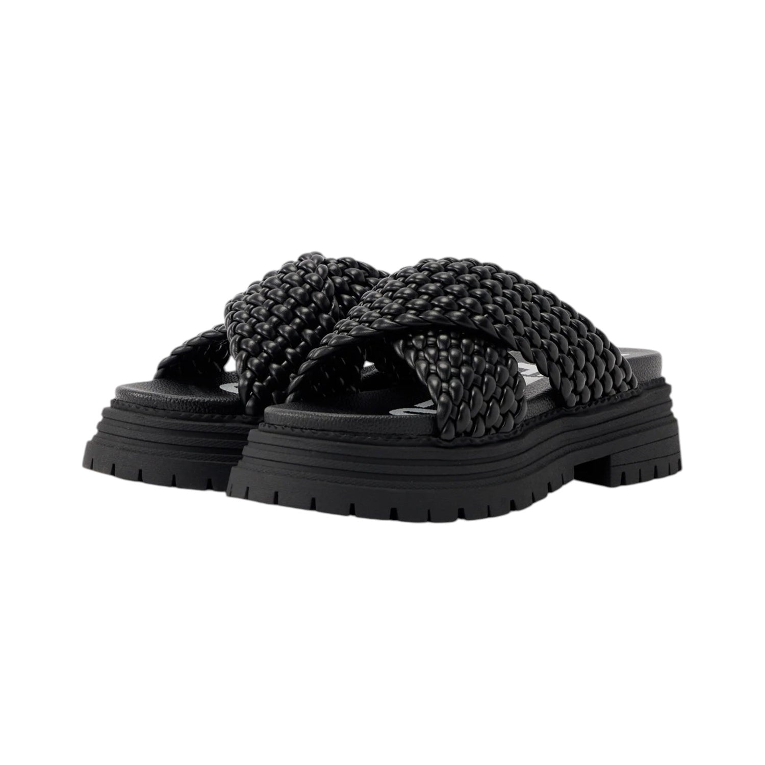 Buffalo Lennox Cross Ciabatta Donna Intrecciata Nera