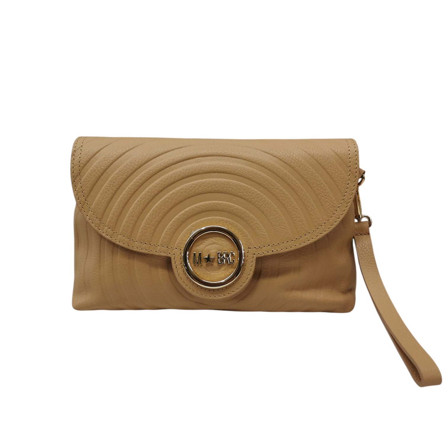 M Brc Pochette Donna Linea Round in Pelle Cammello
