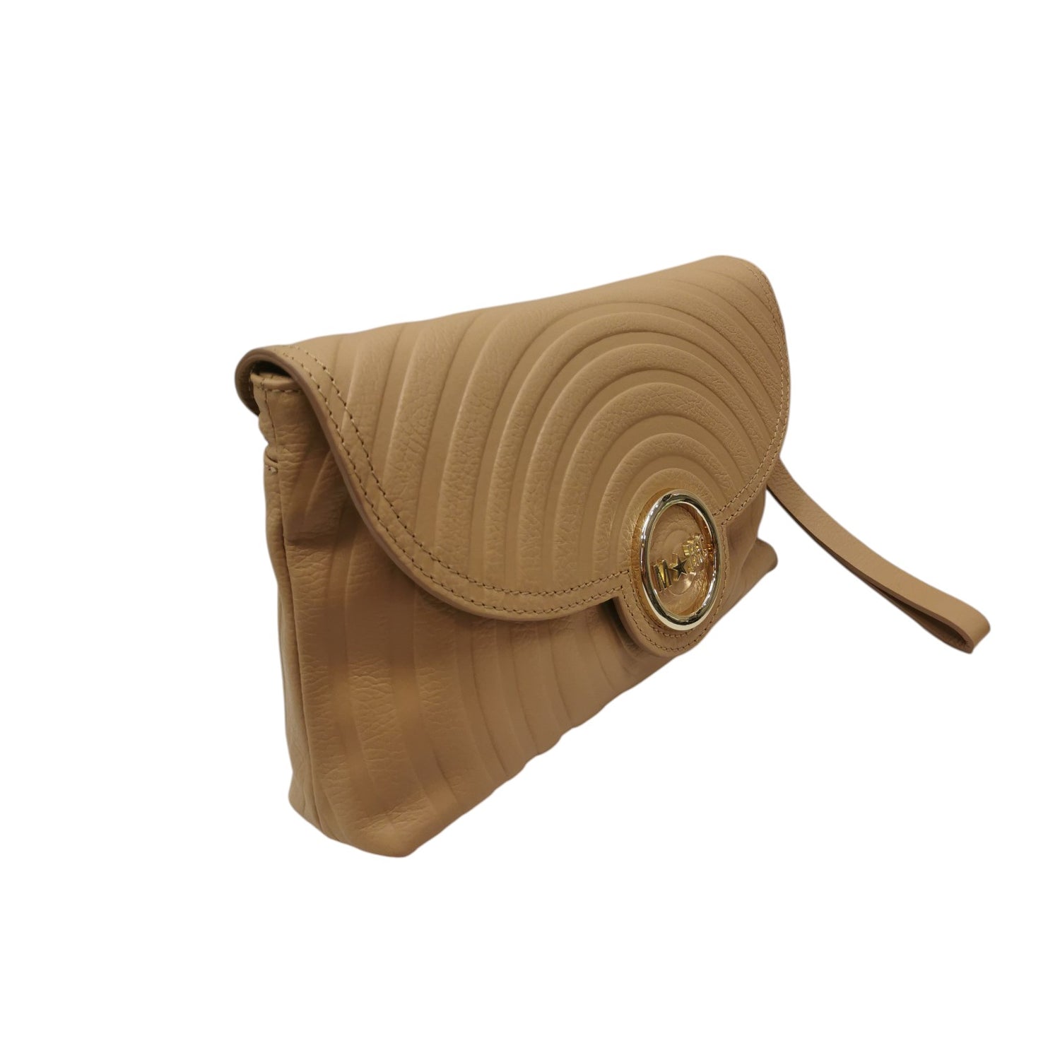M Brc Pochette Donna Linea Round in Pelle Cammello