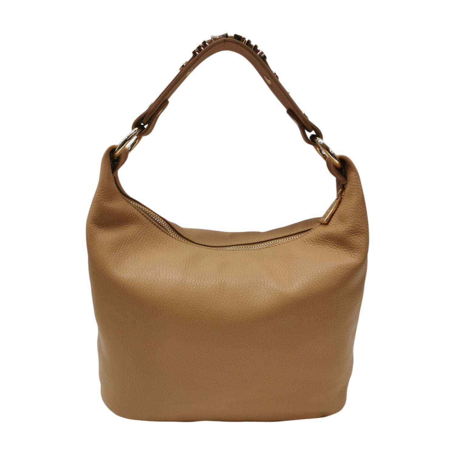 M Brc Borsa a Spalla Donna Linea Lettering in Pelle Cammello