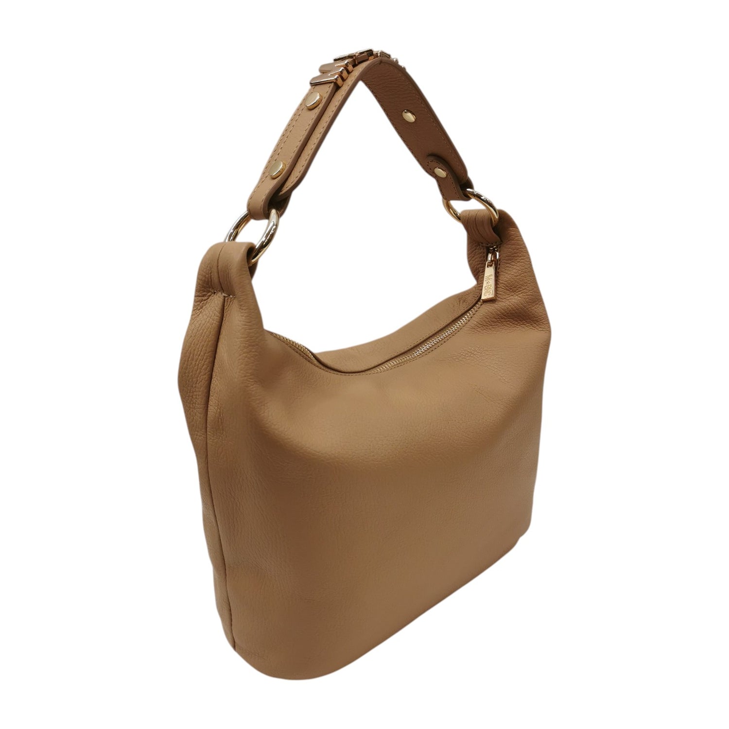 M Brc Borsa a Spalla Donna Linea Lettering in Pelle Cammello
