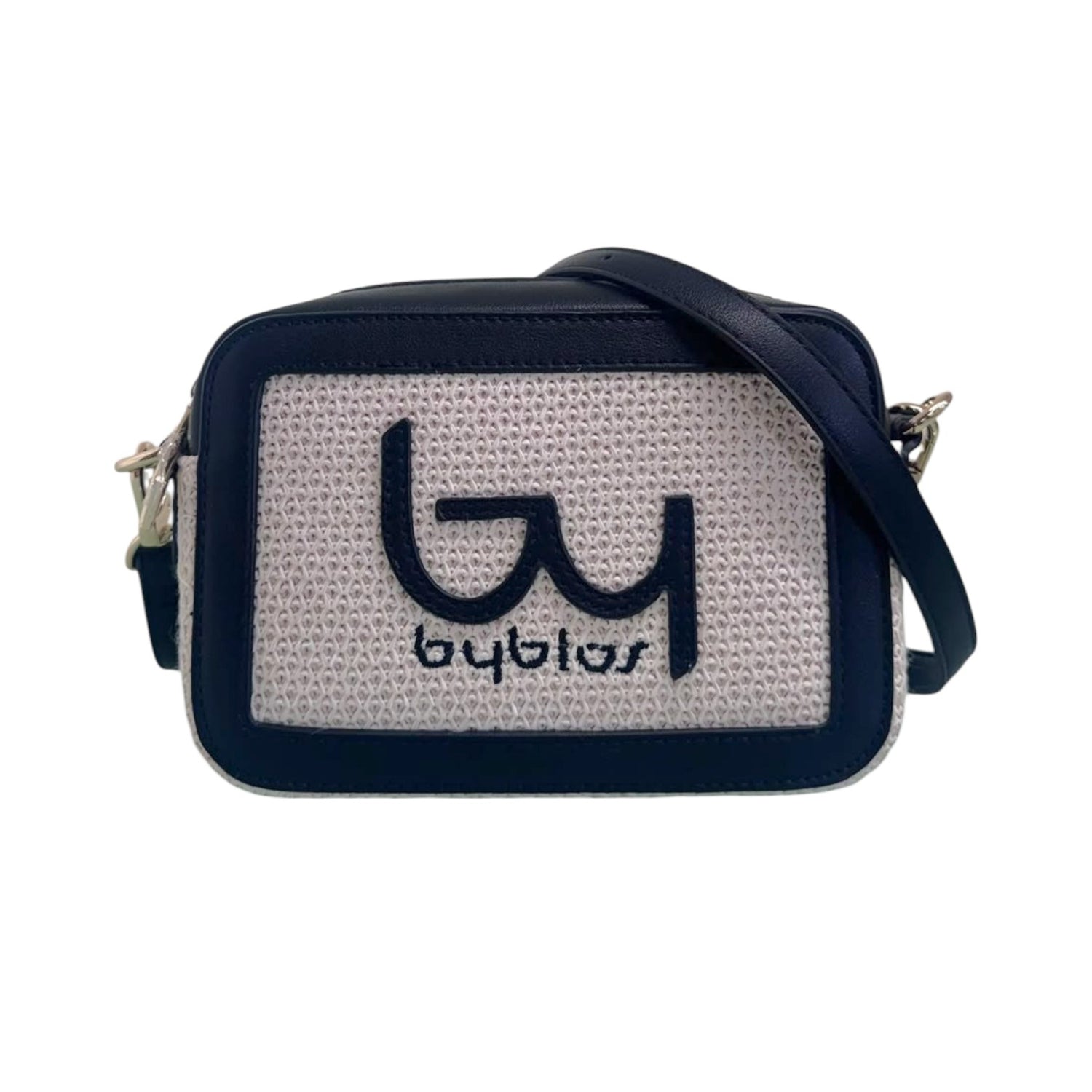 By Byblos Tracolla Donna Naturale Nero in Raffia e Ecopelle