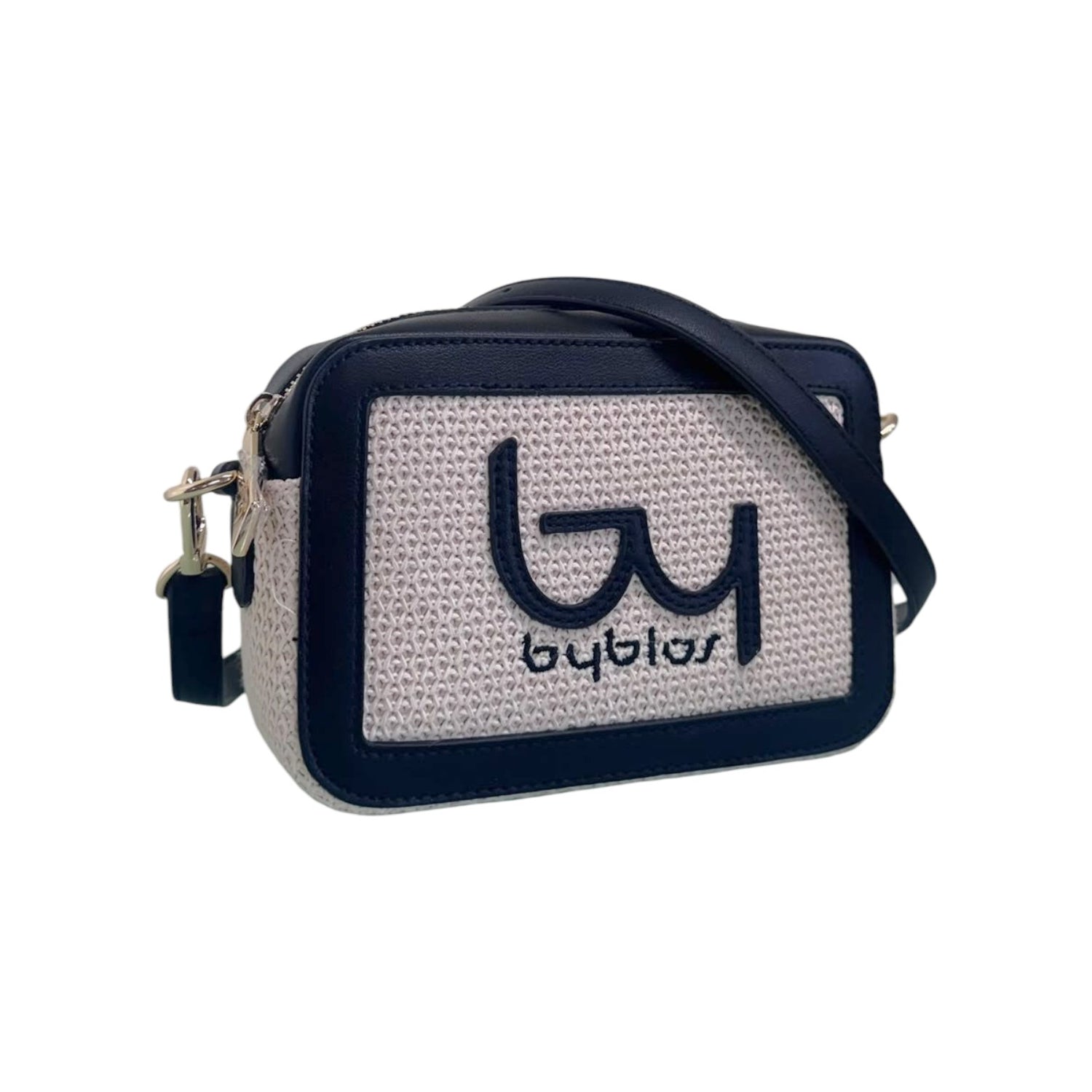 By Byblos Tracolla Donna Naturale Nero in Raffia e Ecopelle