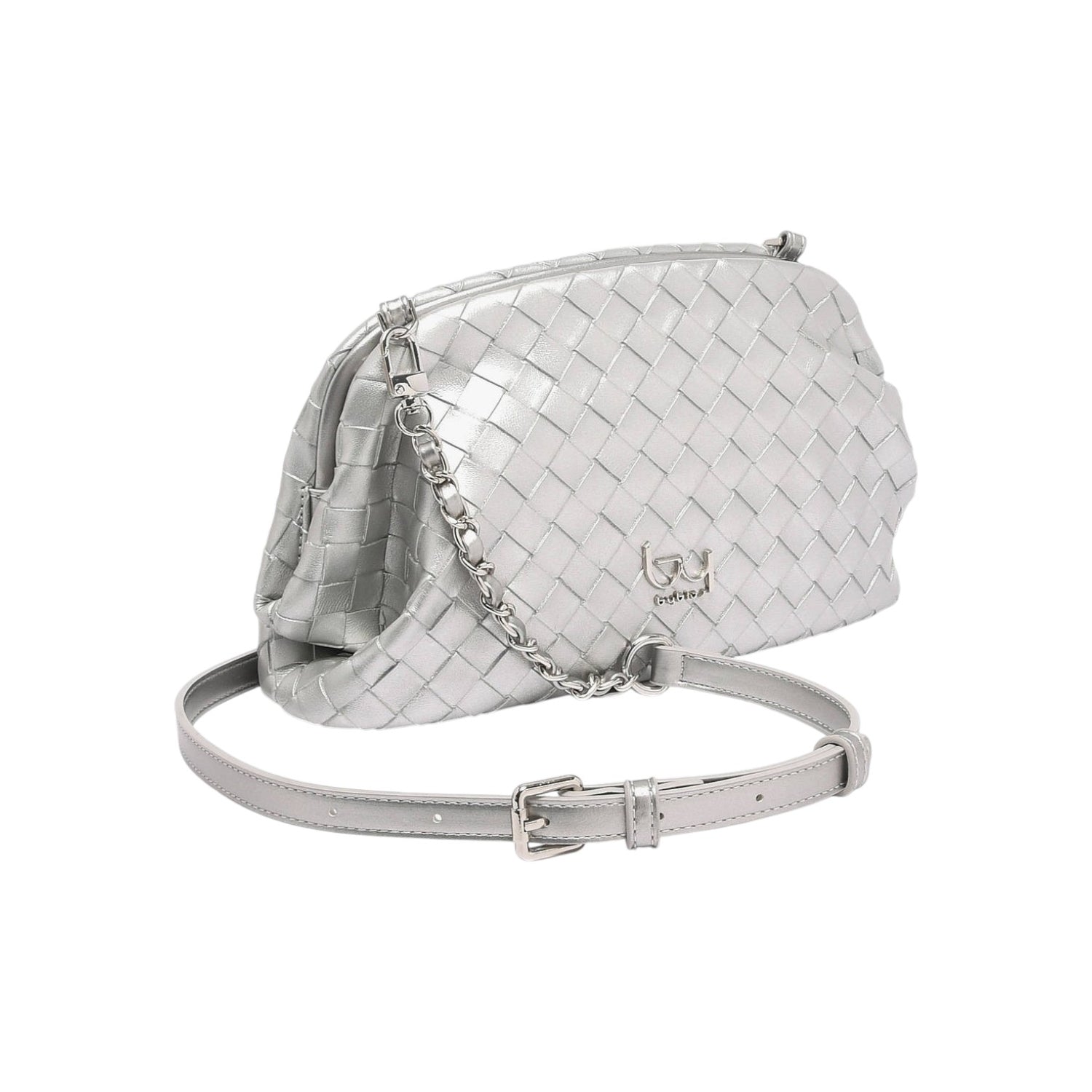 By Byblos Borsa a Tracolla Intrecciata Donna Argento