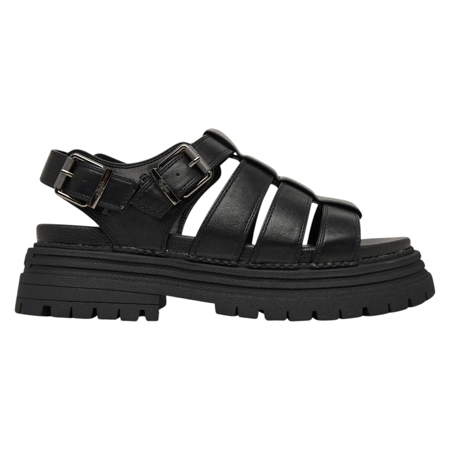 Buffalo Lennox Fisher Sandalo Donna Nero con Fibbie