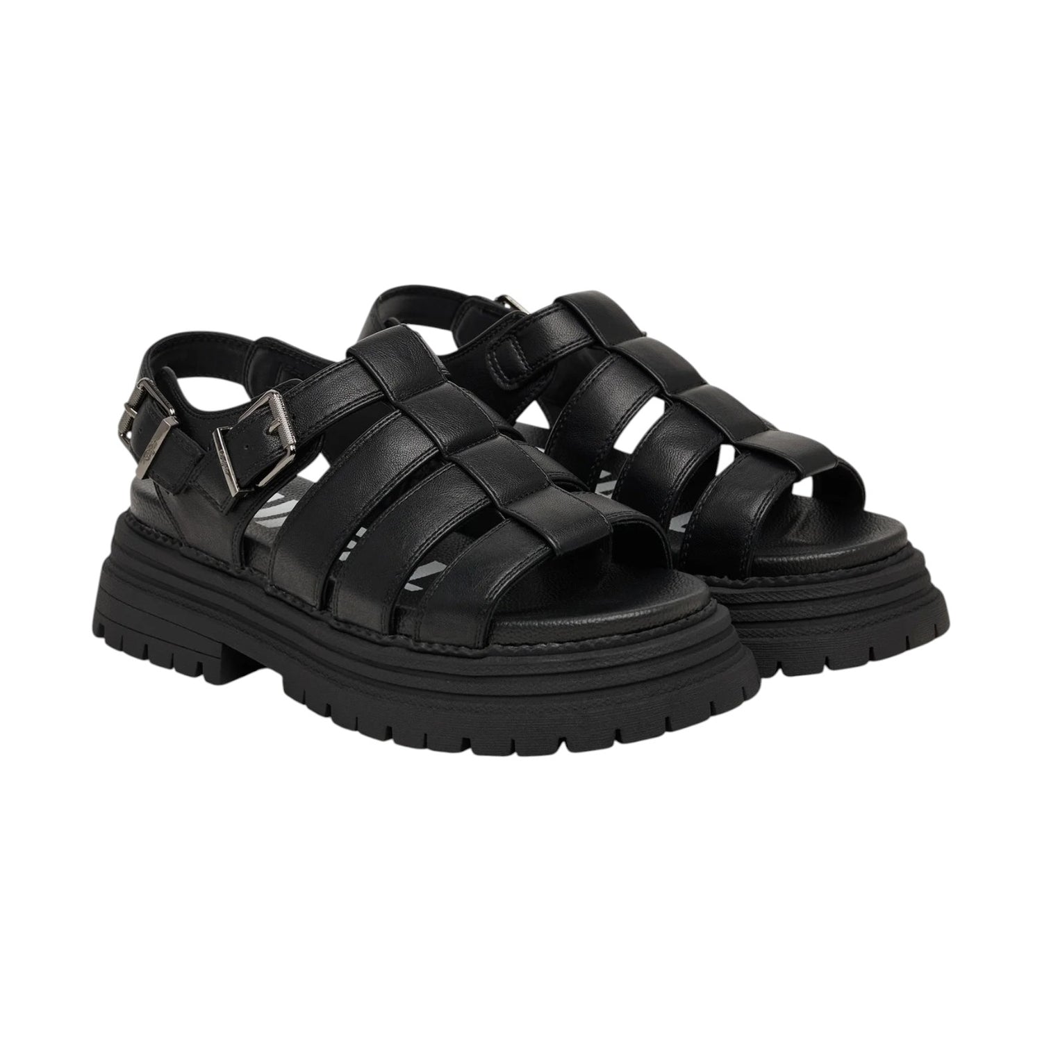 Buffalo Lennox Fisher Sandalo Donna Nero con Fibbie