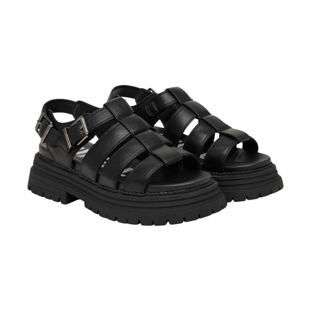 Buffalo Lennox Fisher Sandalo Donna Nero con Fibbie