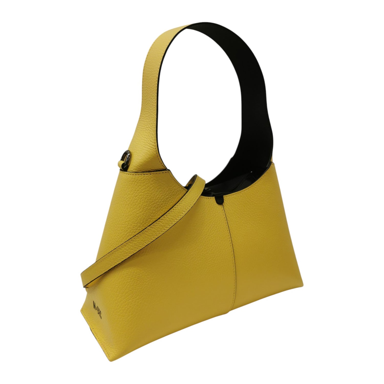 M Brc Borsa a Spalla Donna Media Linea Luna in Pelle Gialla con Pochette