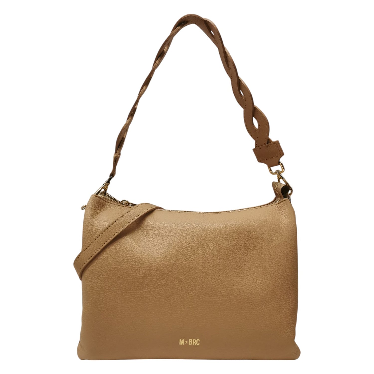 M Brc Borsa a Spalla Media Donna Linea Onda in Pelle Cammello