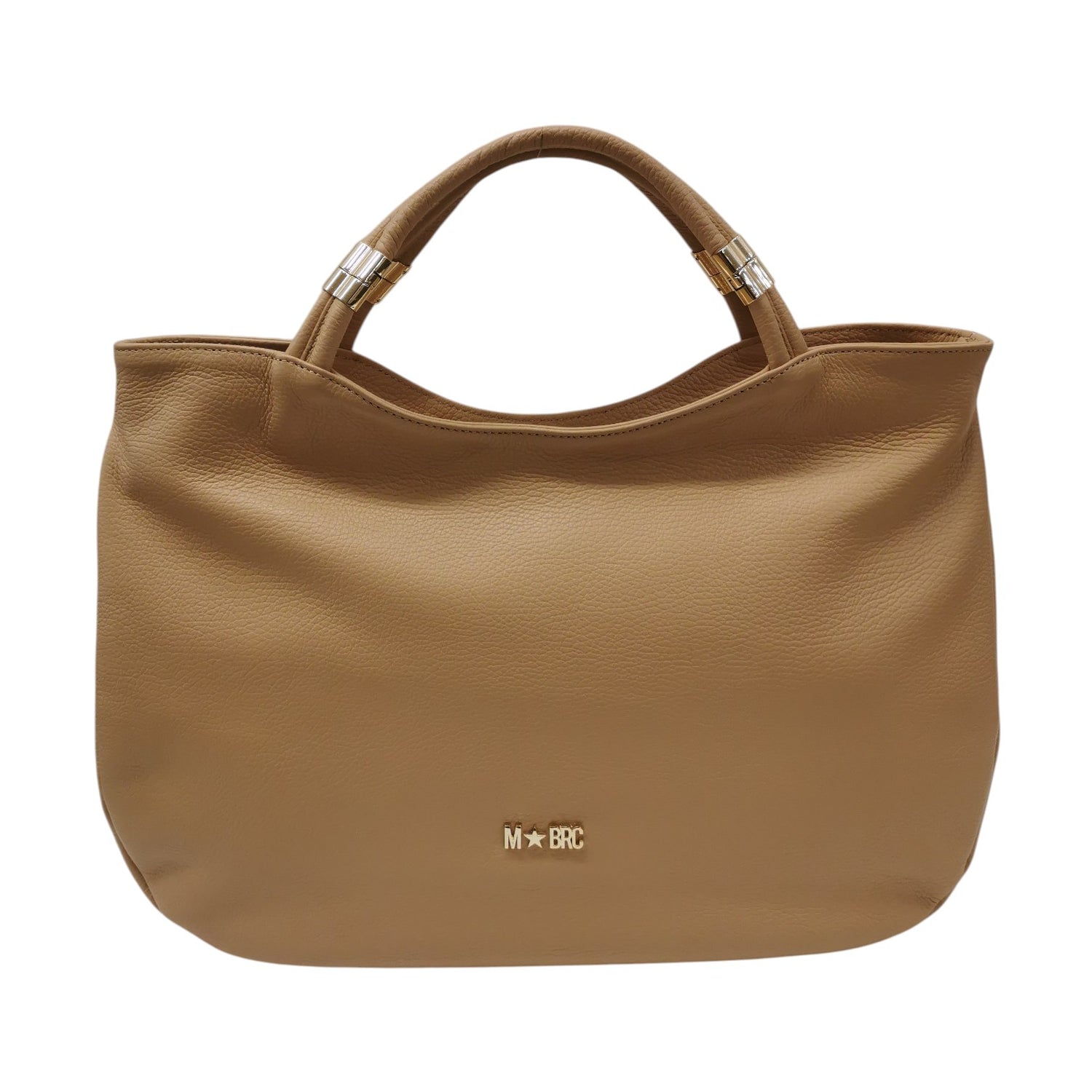 M Brc Borsa a Mano Donna Linea Tubolar Cammello con Doppio Manico