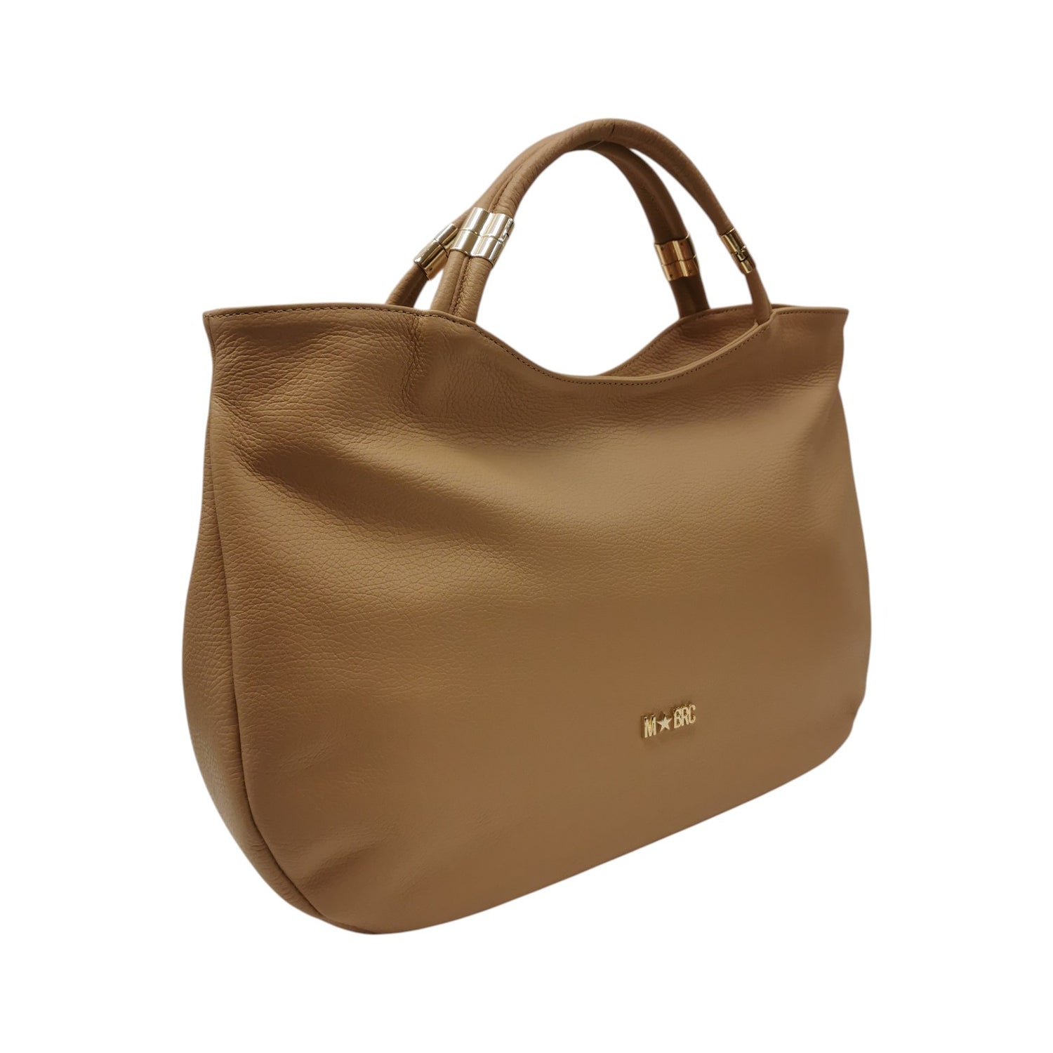 M Brc Borsa a Mano Donna Linea Tubolar Cammello con Doppio Manico
