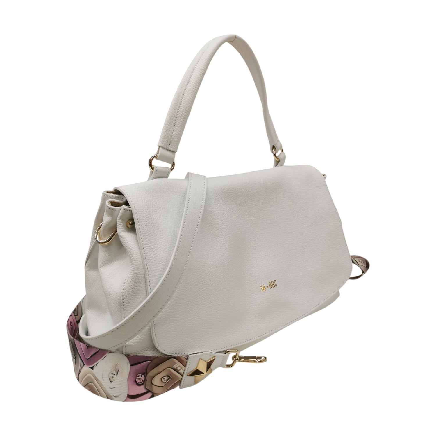 M Brc Borsa a Mano Donna in Pelle Bianca Linea Obona con Tracolla