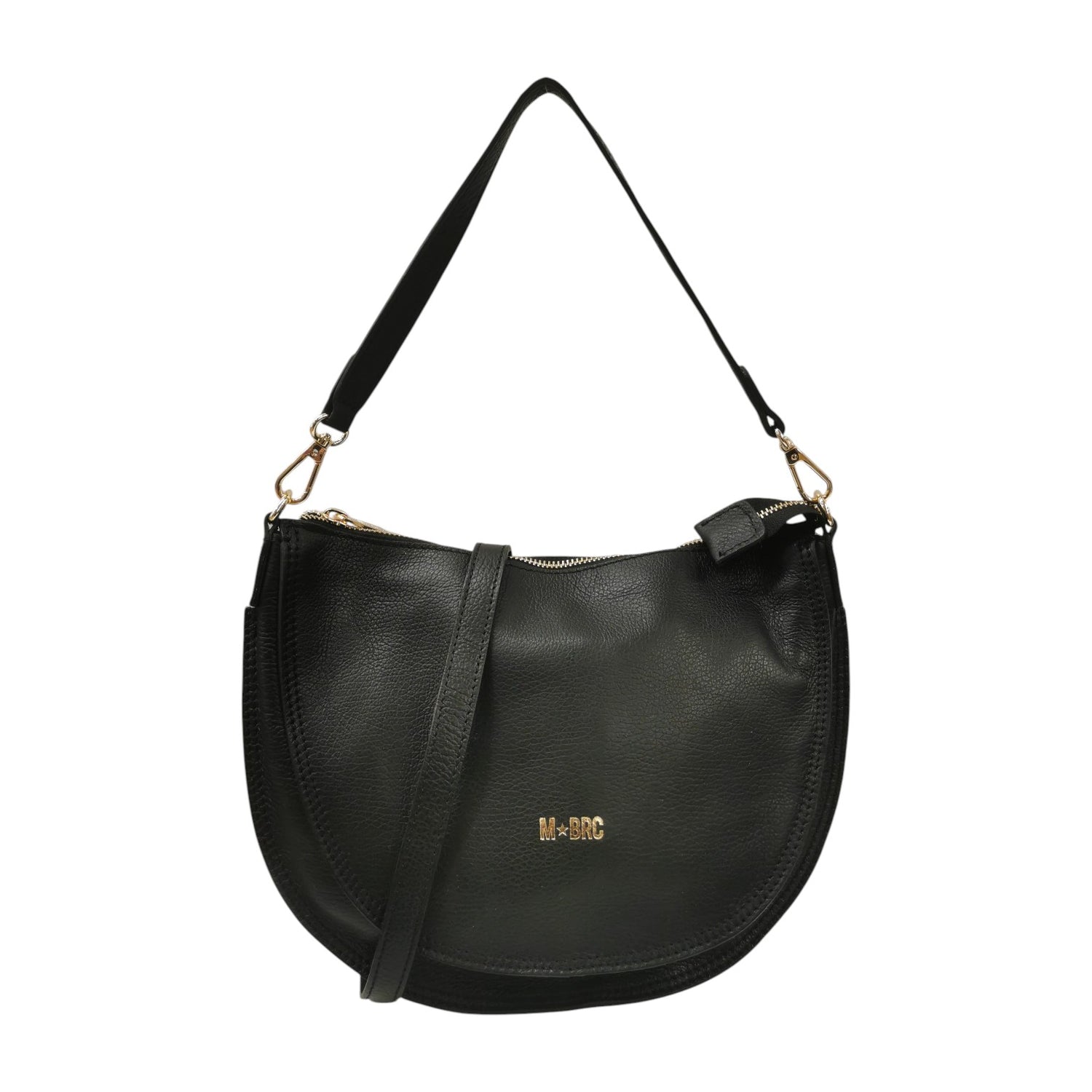 M Brc Borsa a Spalla Mezzaluna Media Donna Linea Sole Nera