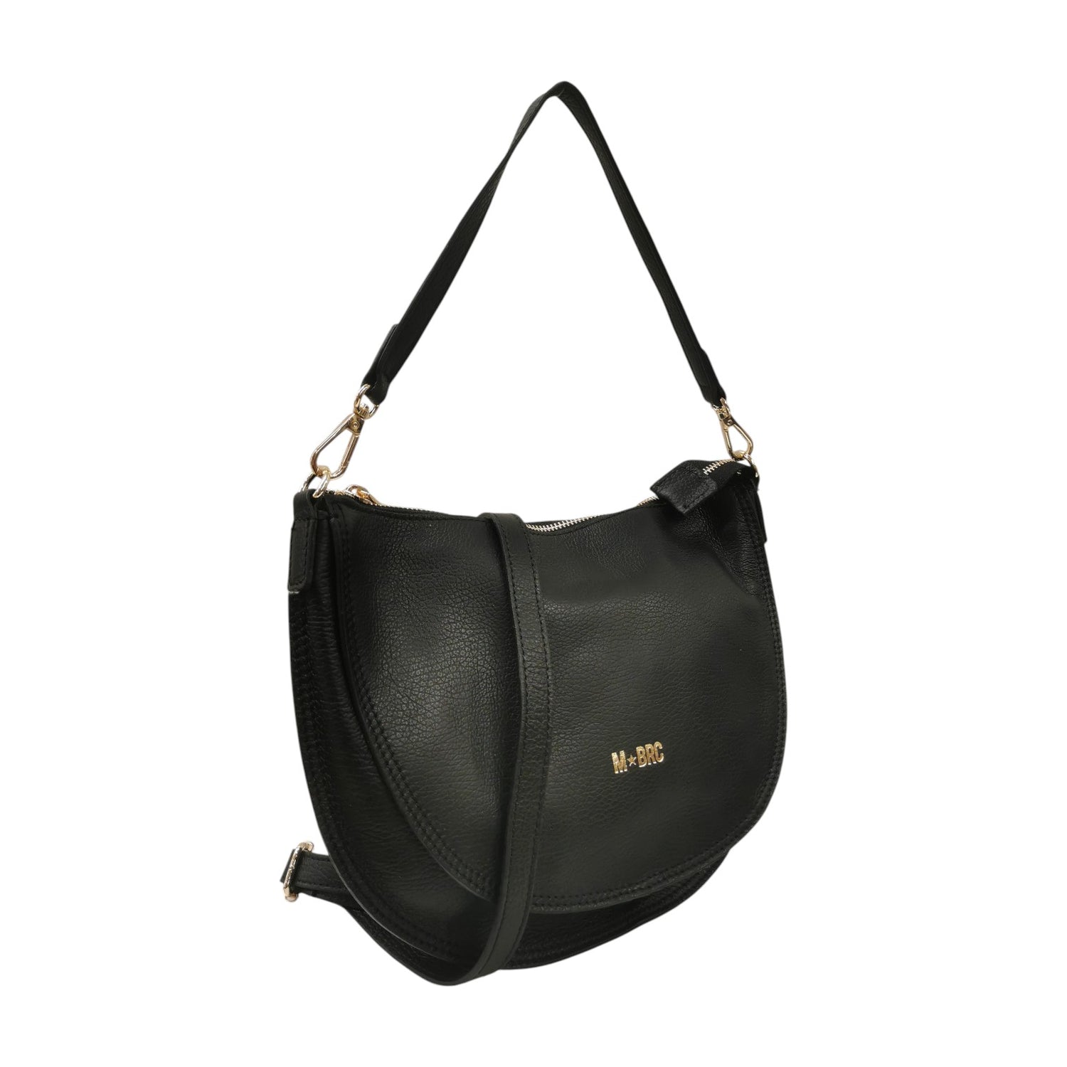 M Brc Borsa a Spalla Mezzaluna Media Donna Linea Sole Nera