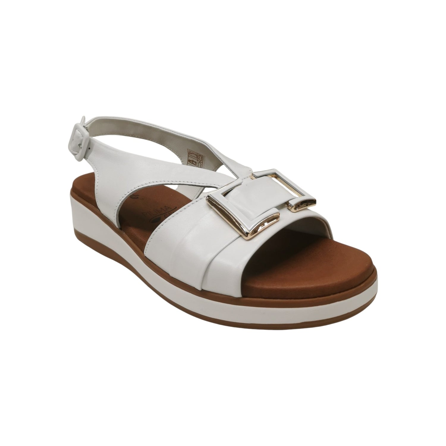 Susimoda Sandalo Donna in Pelle Bianca con Accessorio e Zeppa Alta 40mm