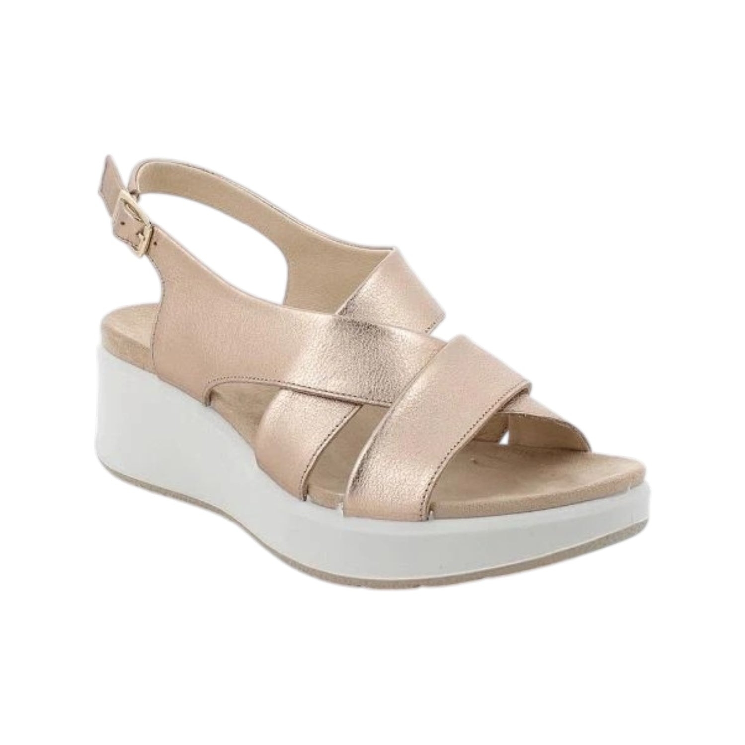 Enval Soft Sandalo Donna Champagne in Pelle con Zeppa Alta 60mm