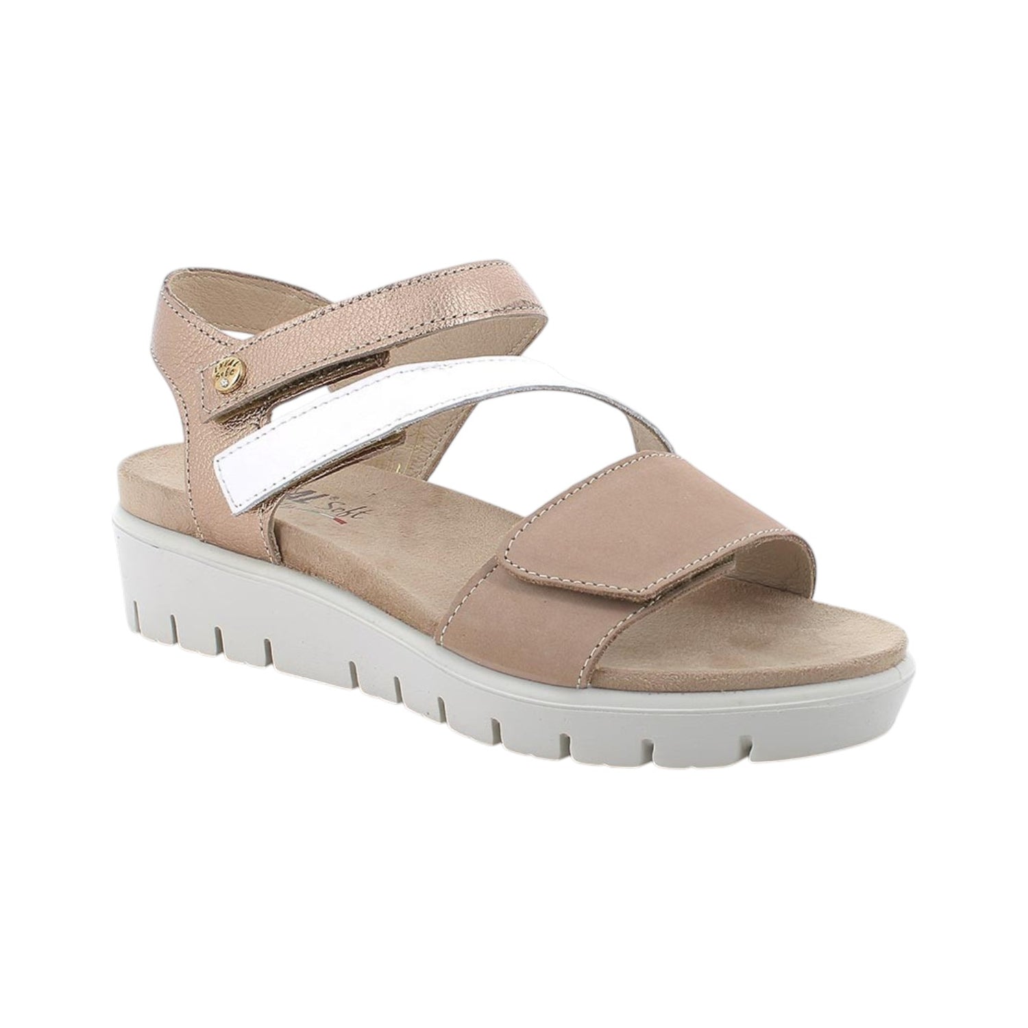 Enval Soft Sandalo Donna Beige Bianco in Pelle con Strappo
