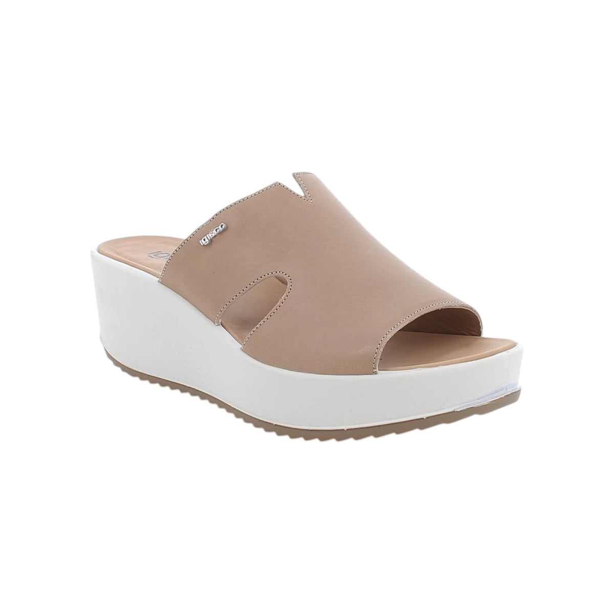 Igi&Co Ciabatta Donna in Pelle Corda con Zeppa Alta 60mm