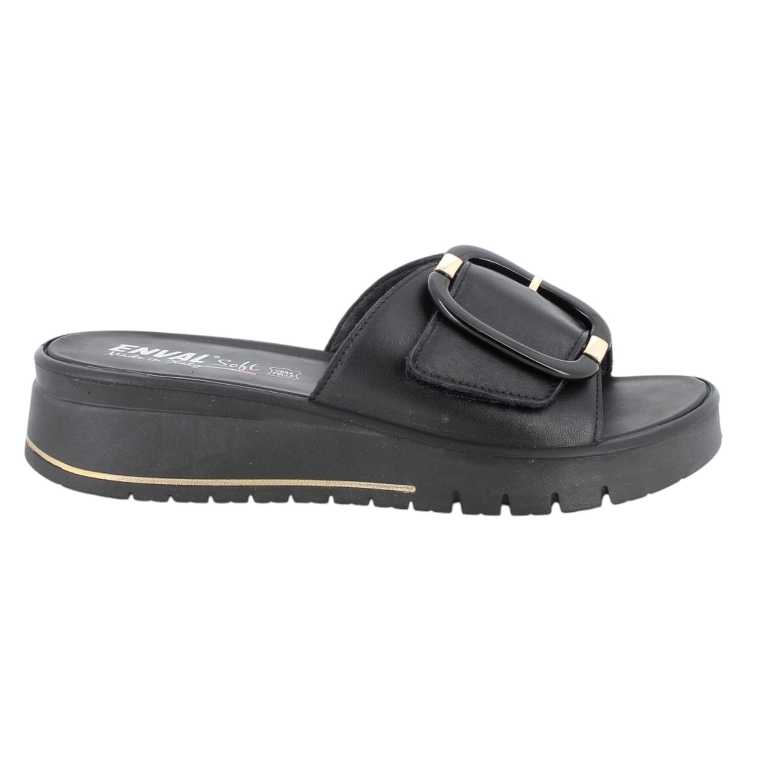 Enval Soft Ciabatta Donna Nera con Fibbia