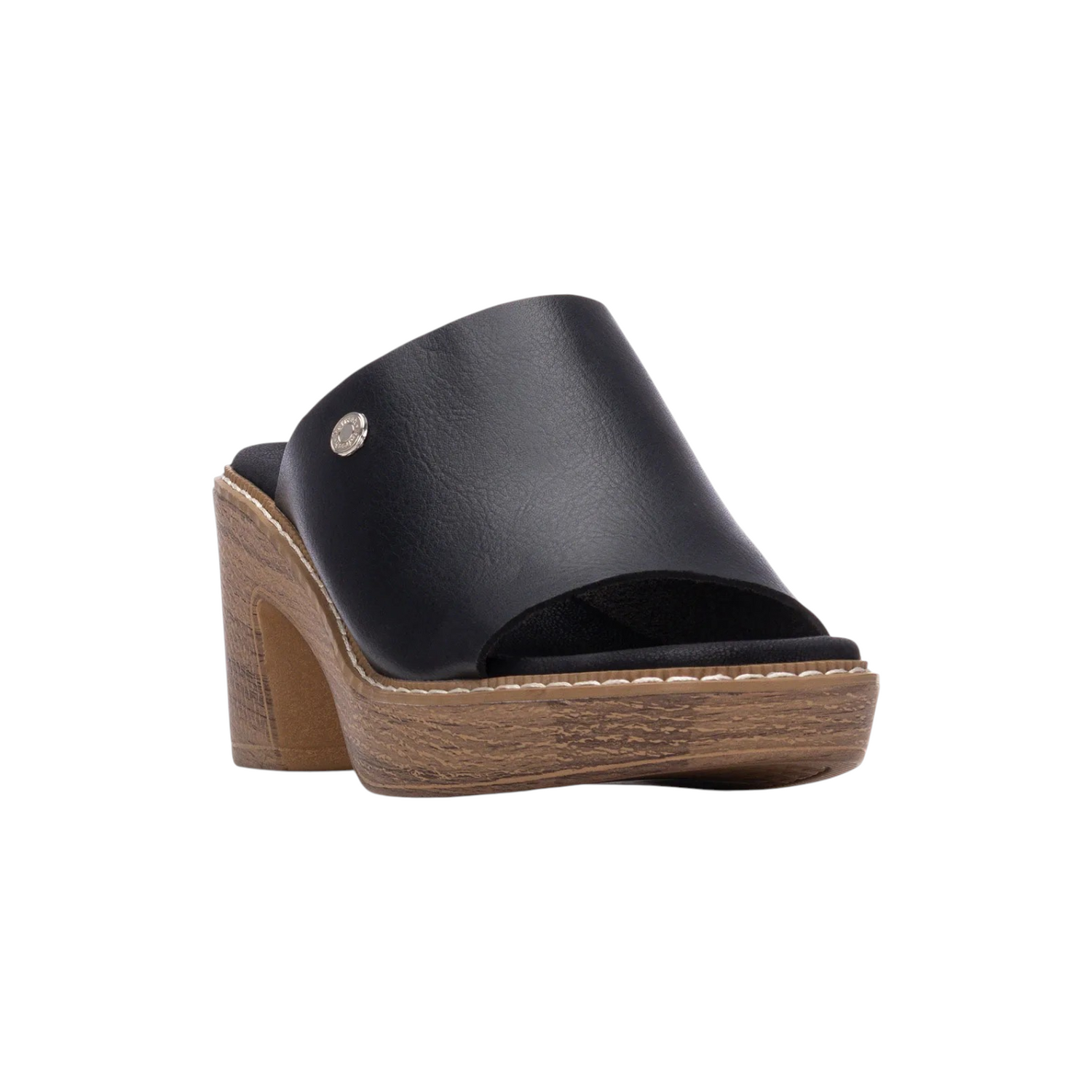 Refresh Scalzato Donna in Ecopelle Nera con Tacco Largo Alto 80mm