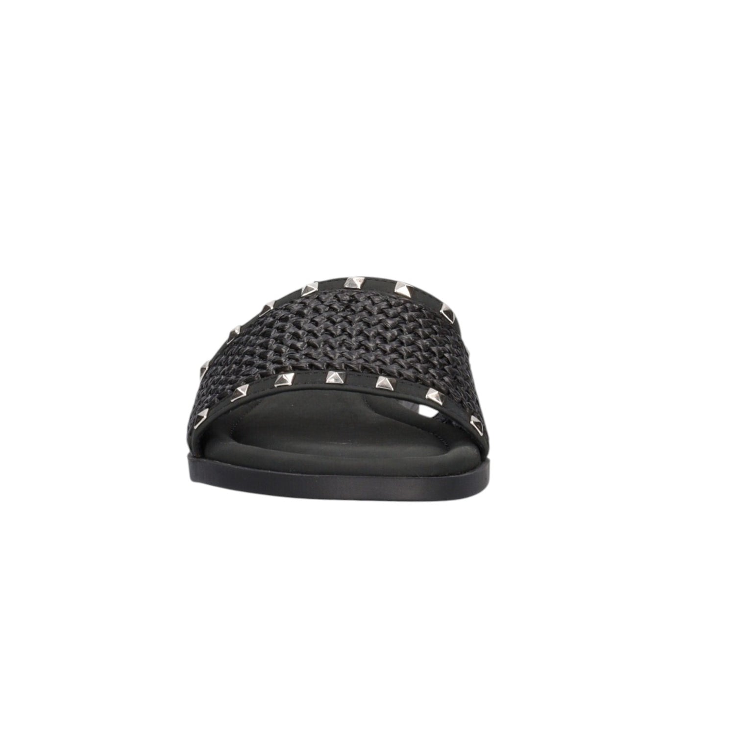 Refresh Ciabatta Donna Bassa Nera Intreccio e Borchiette
