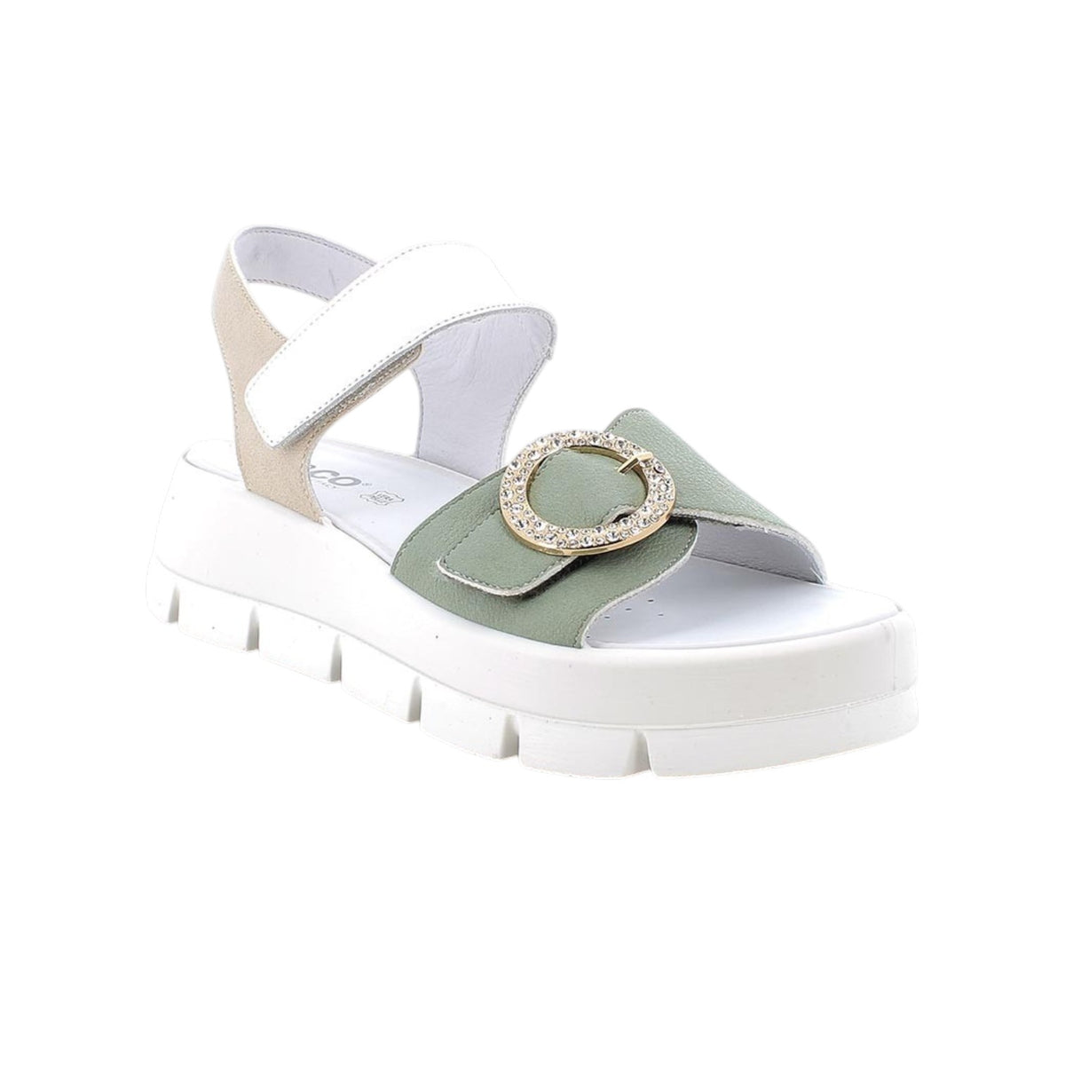 Igi&Co Sandalo Donna in Pelle Salvia Bianco con Strappo