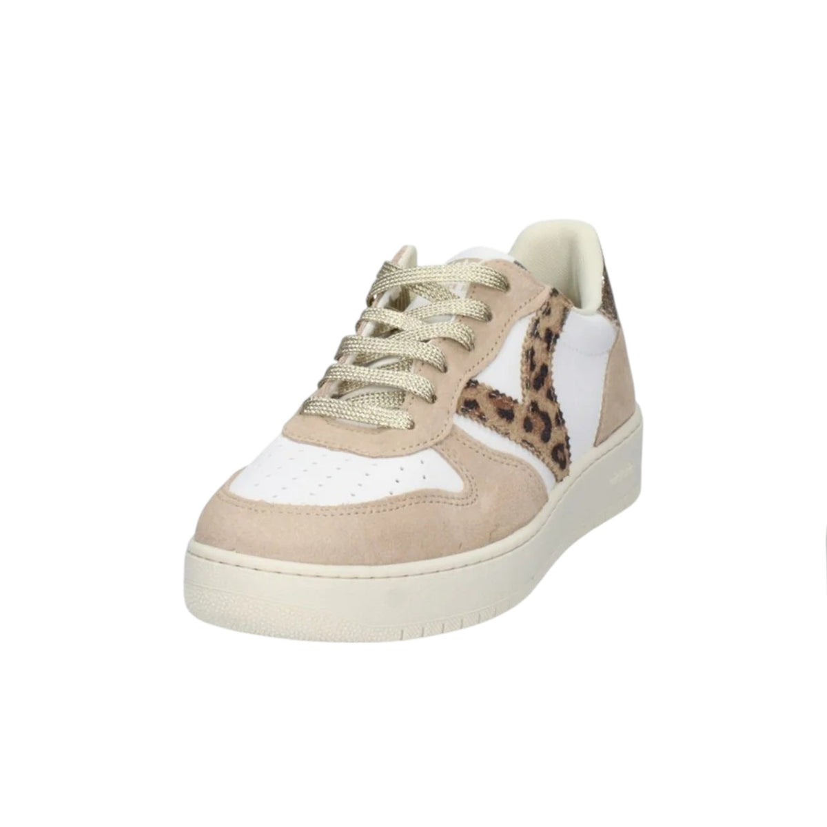 Victoria Sneakers Donna Bianca Beige con Dettaglio Leopardato
