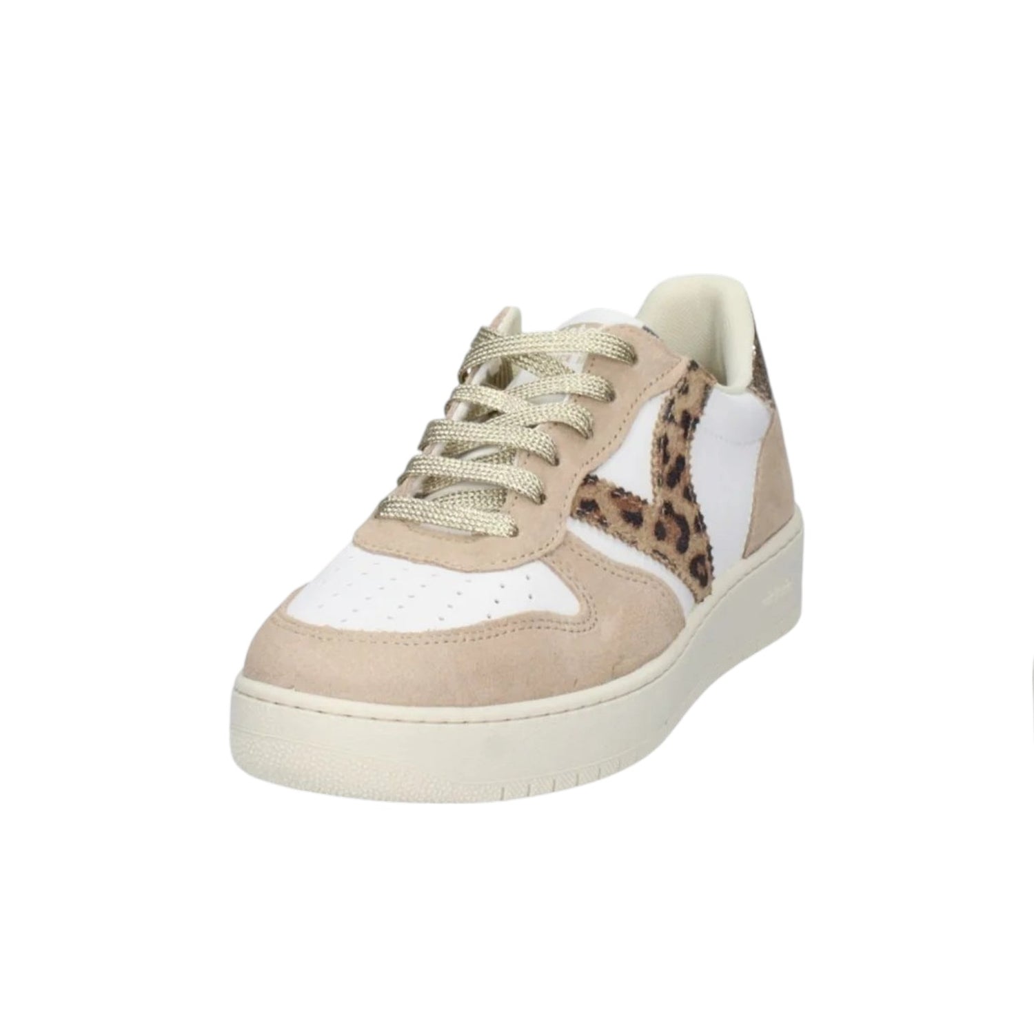 Victoria Sneakers Donna Bianca Beige con Dettaglio Leopardato