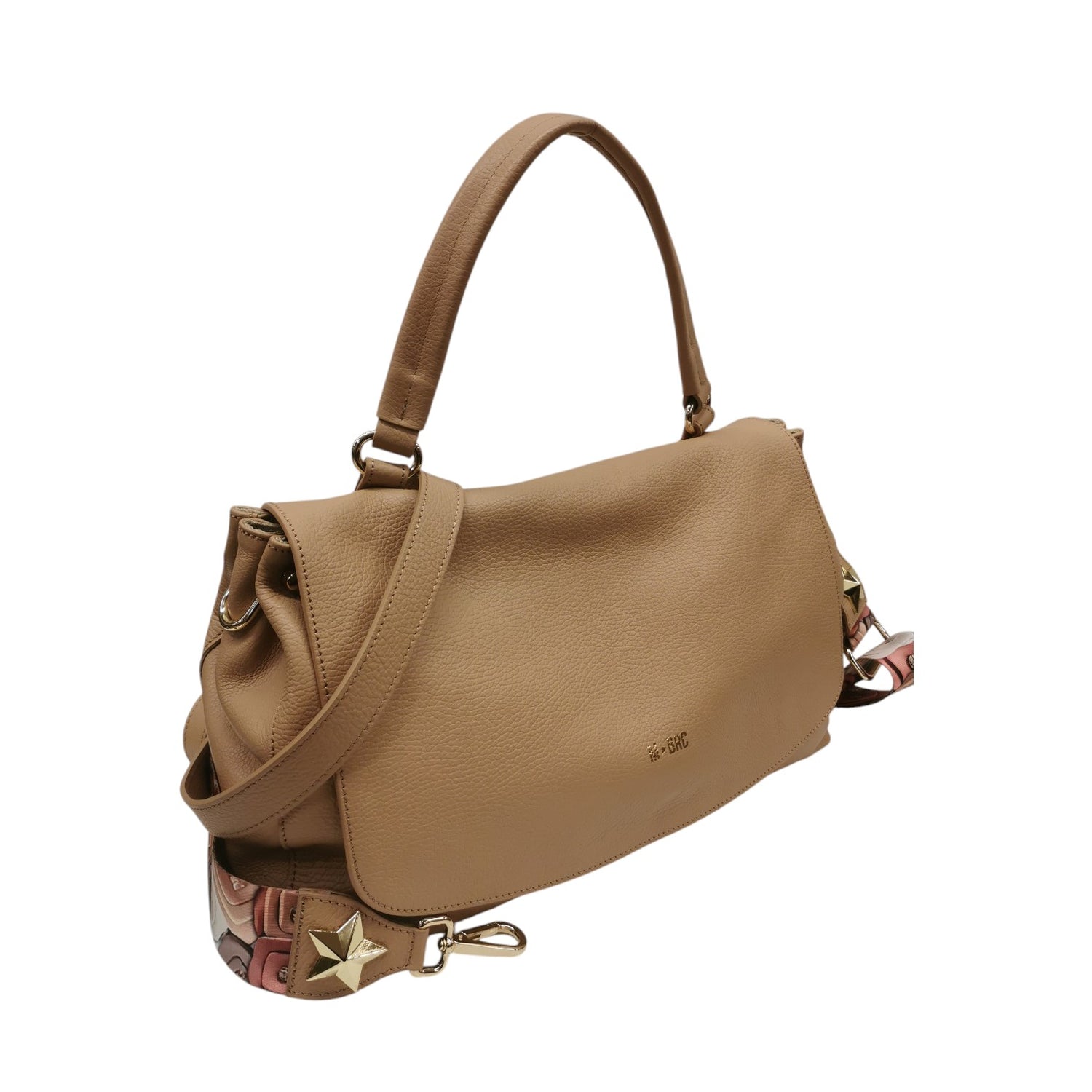 M Brc Borsa a Mano Donna in Pelle Cammello Linea Obona con Tracolla