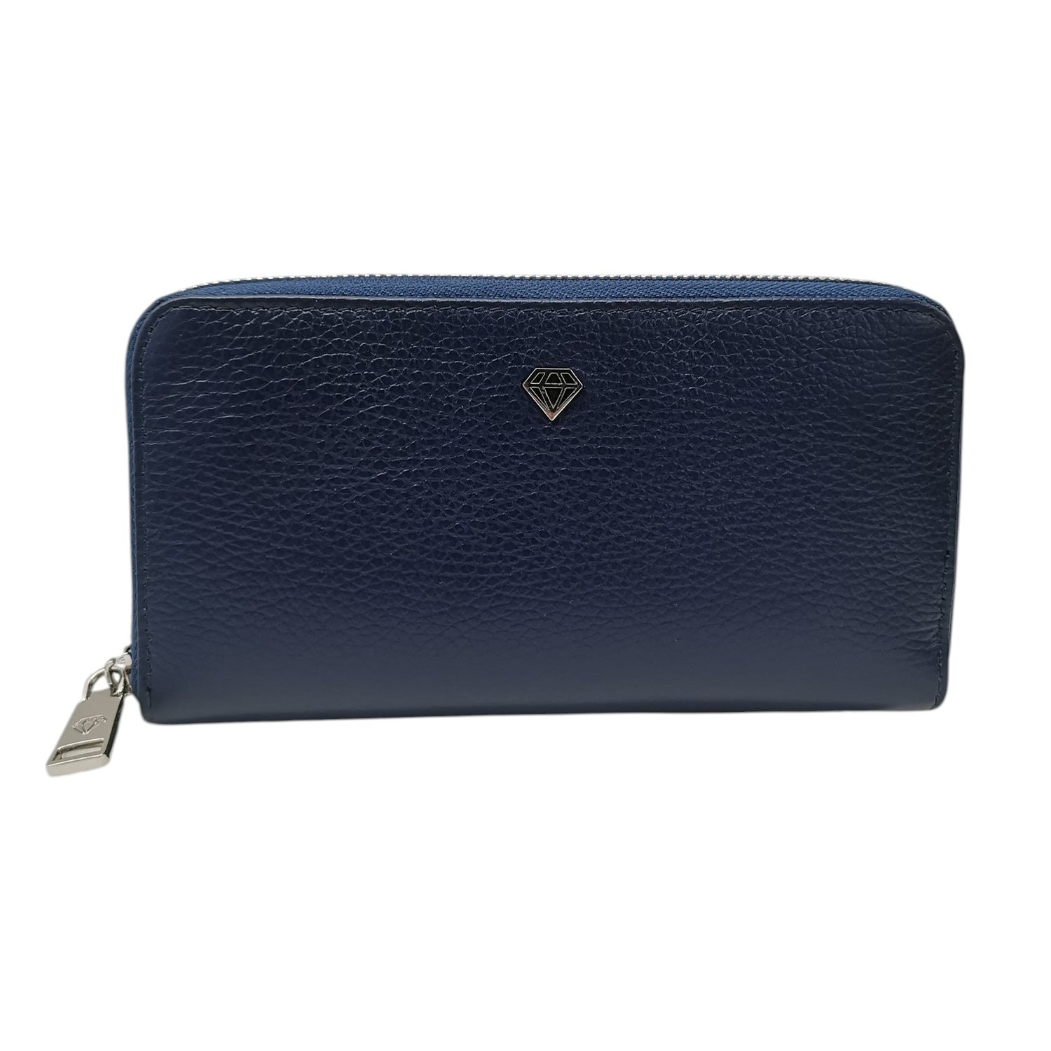 Caleidos Portafoglio Grande in Pelle Martellata Blu Donna