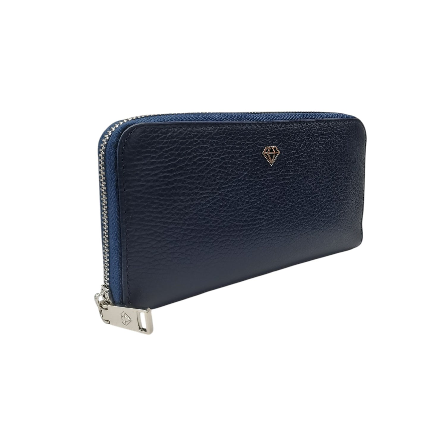 Caleidos Portafoglio Grande in Pelle Martellata Blu Donna