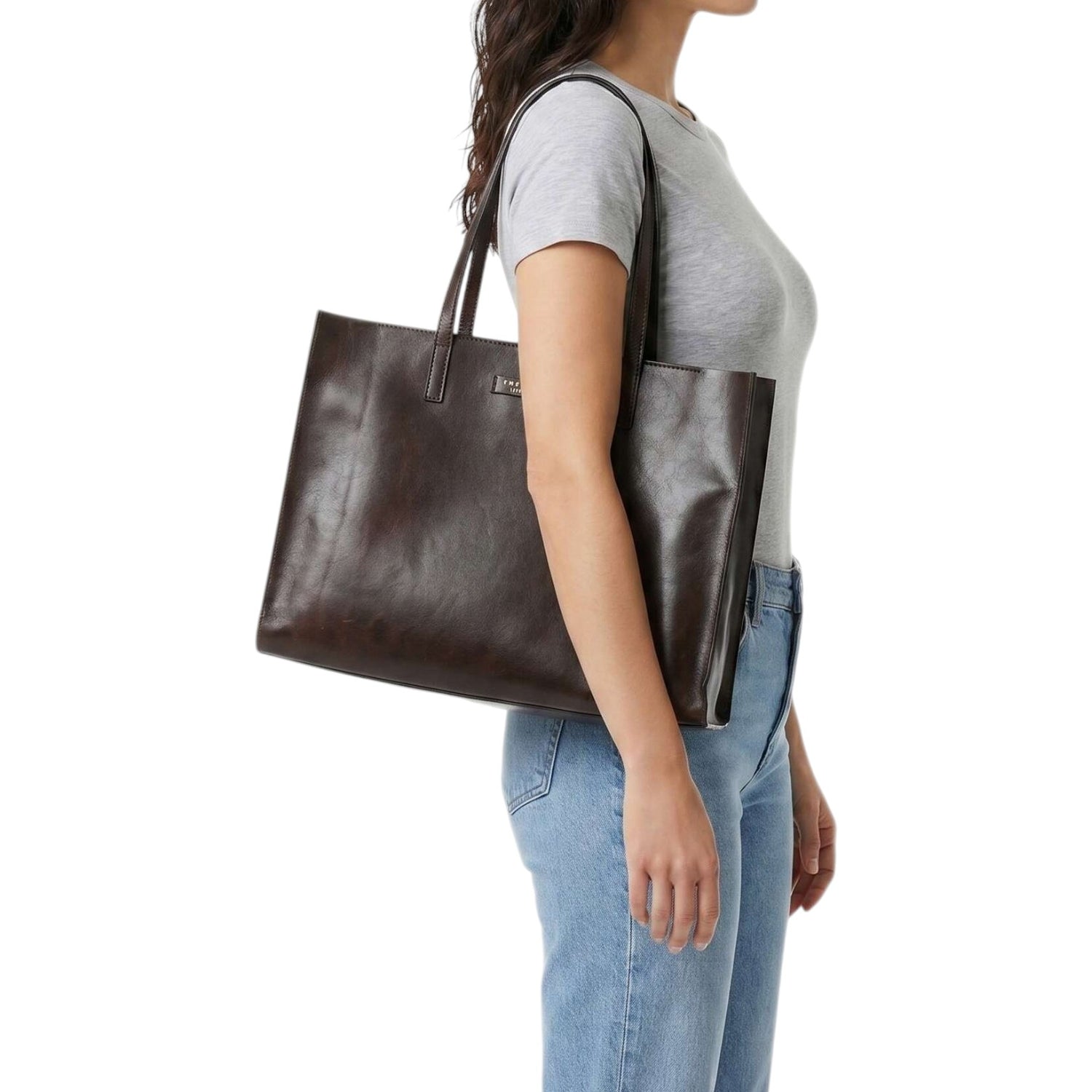 The Bridge Shopper Donna Mirra in Pelle Moka