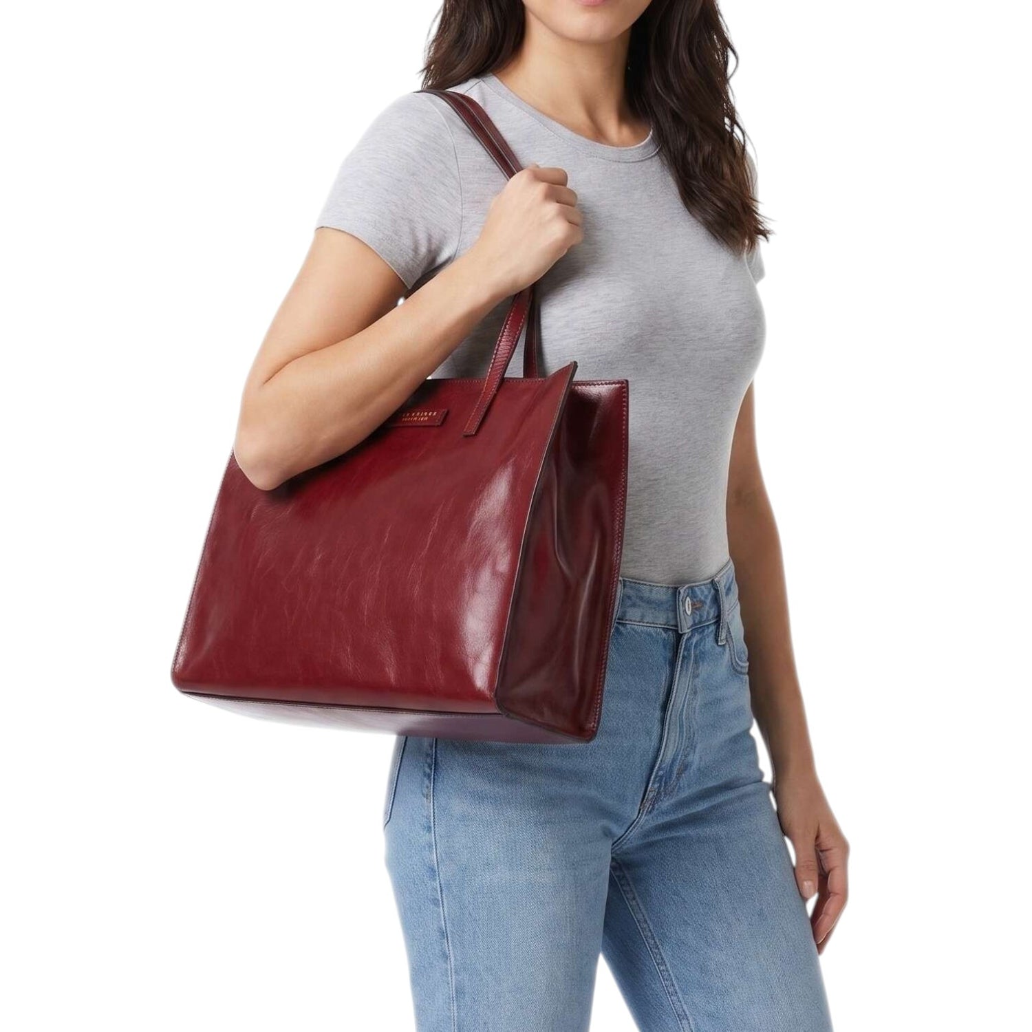 The Bridge Shopper Donna Mirra in Pelle Barolo