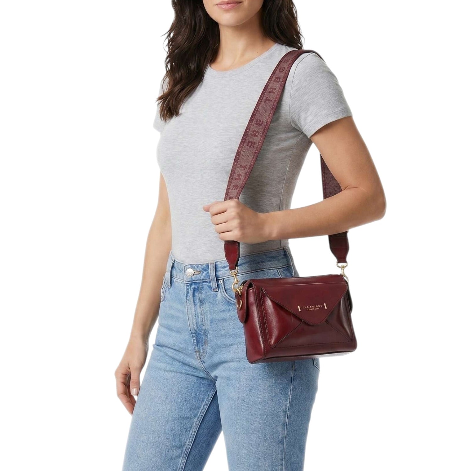 The Bridge Tracolla Donna Linea Frida in Pelle Barolo