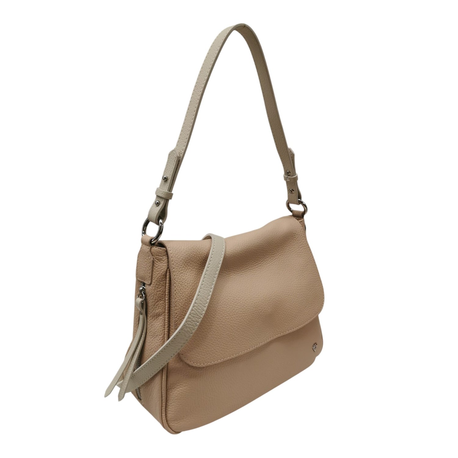Caleidos Borsa a Spalla Donna Nudo Beige in Pelle