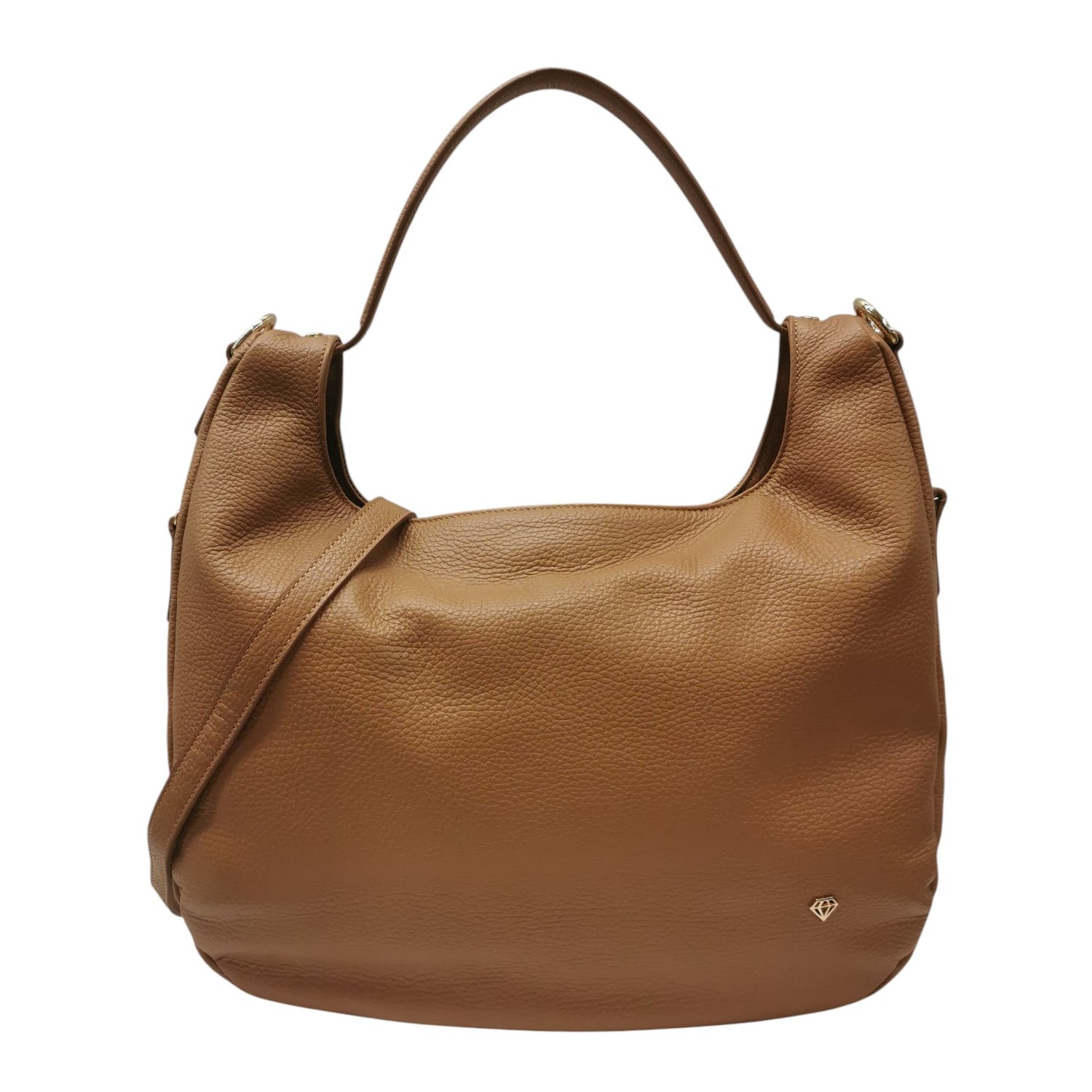 Caleidos Borsa a Mano Donna in Pelle Martellata Caramello con Tracolla