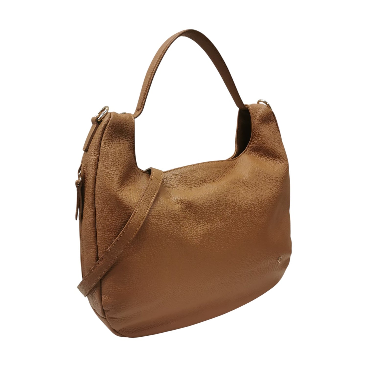 Caleidos Borsa a Mano Donna in Pelle Martellata Caramello con Tracolla