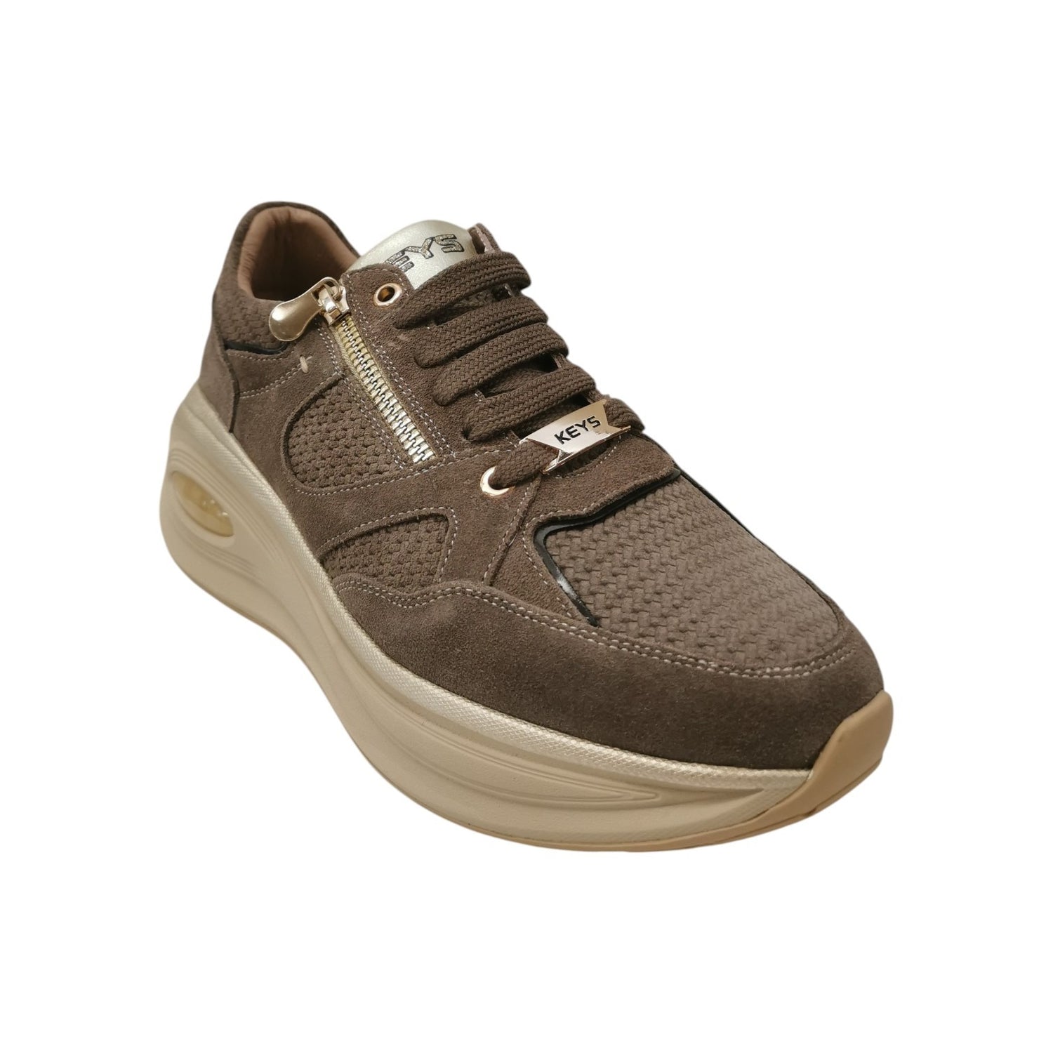 Keys Sneakers Donna in Camoscio Tortora con Zeppa Alta 70mm