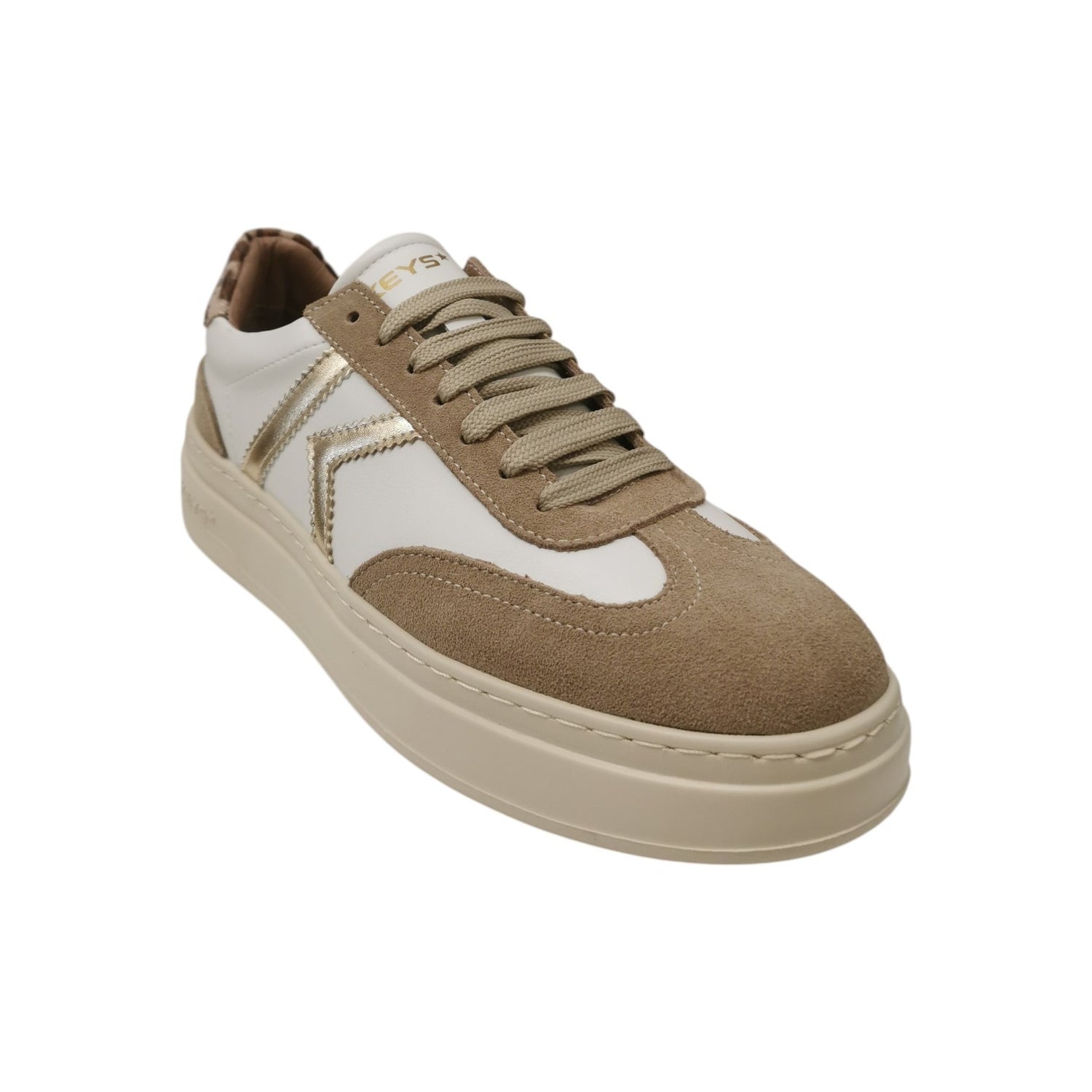 Keys Sneakers Donna Beige Bianco in Pelle e Camoscio