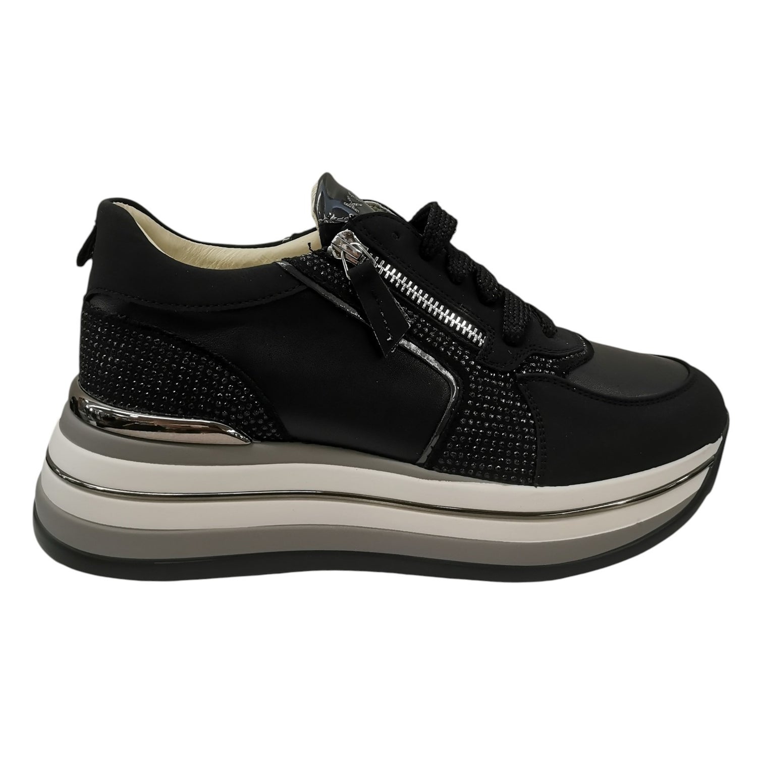 Keys Sneakers Donna Nero Platform Alto 60mm