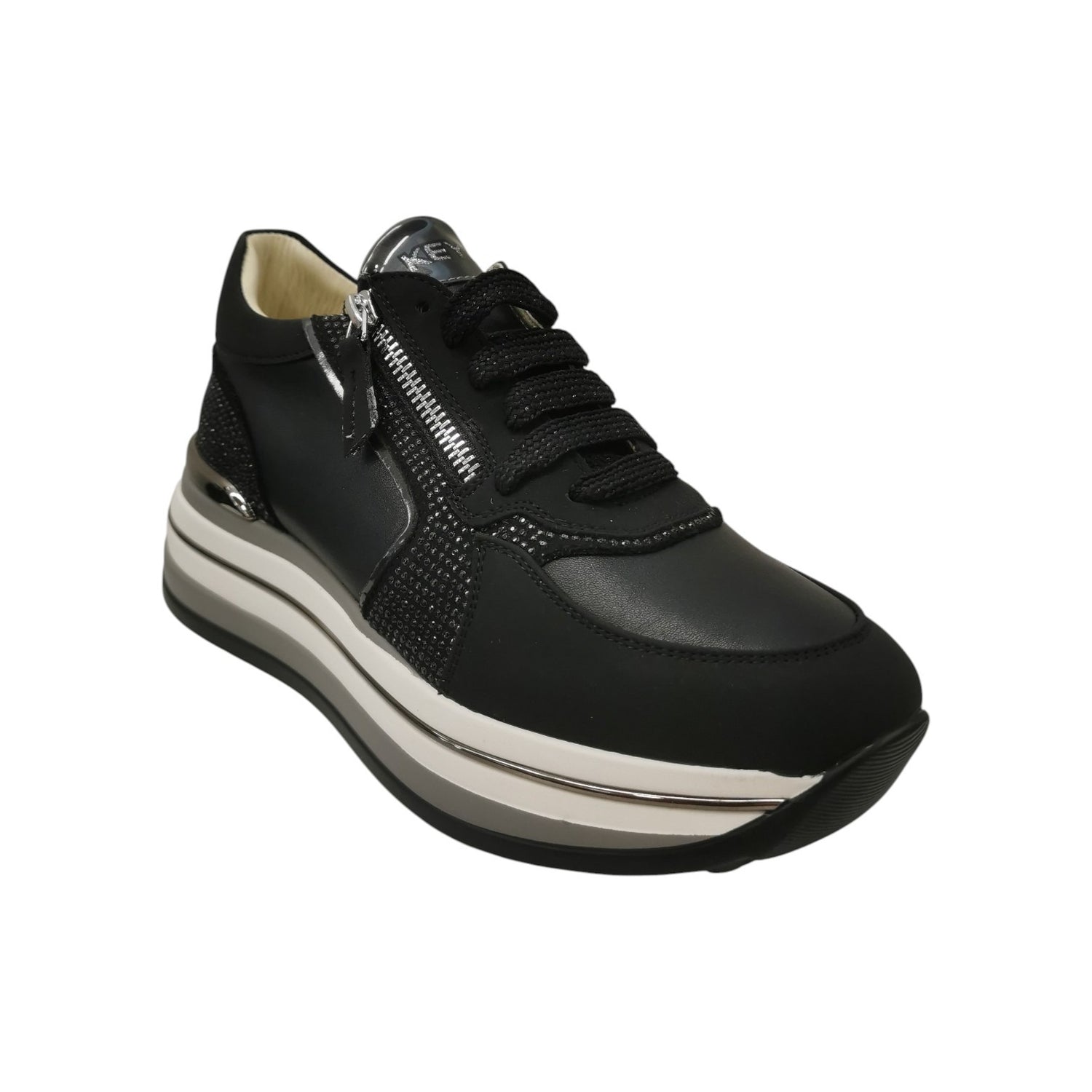Keys Sneakers Donna Nero Platform Alto 60mm