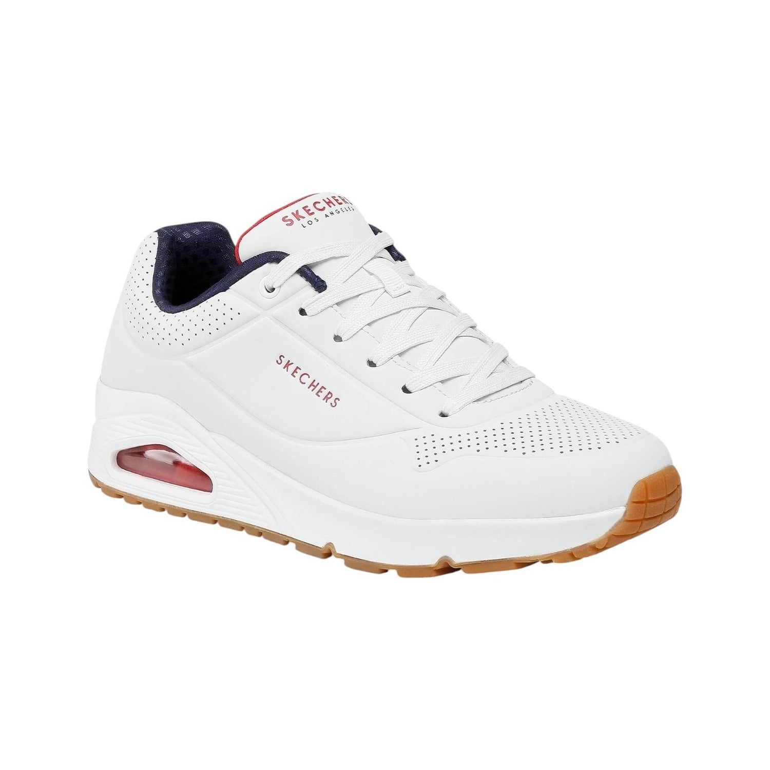 Skechers Sneakers Uomo in Ecopelle Bianca Blu Uno - Stand On Air Numero 41