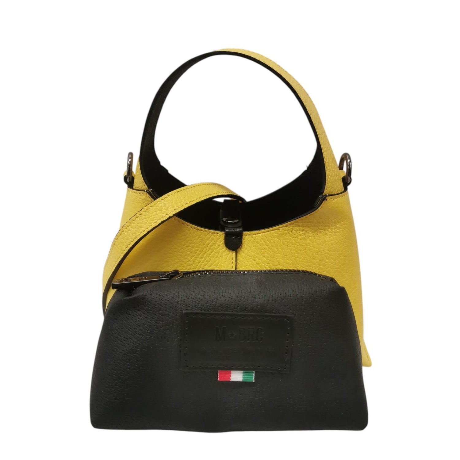 M Brc Borsa a Tracolla Donna Piccola Linea Luna in Pelle Gialla con Pochette