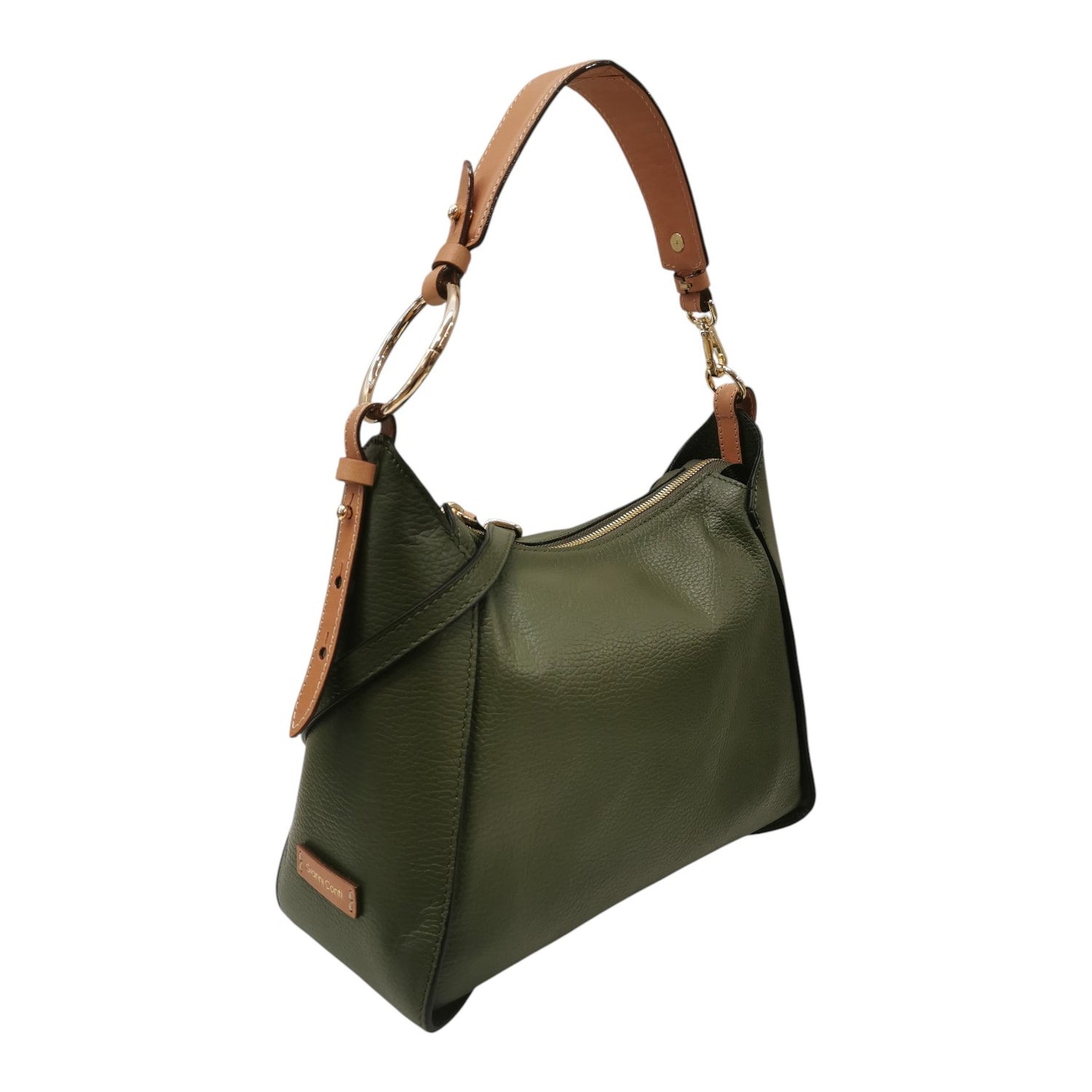 Gianni Conti Borsa a Spalla Donna in Pelle Oliva con Manico e Tracolla