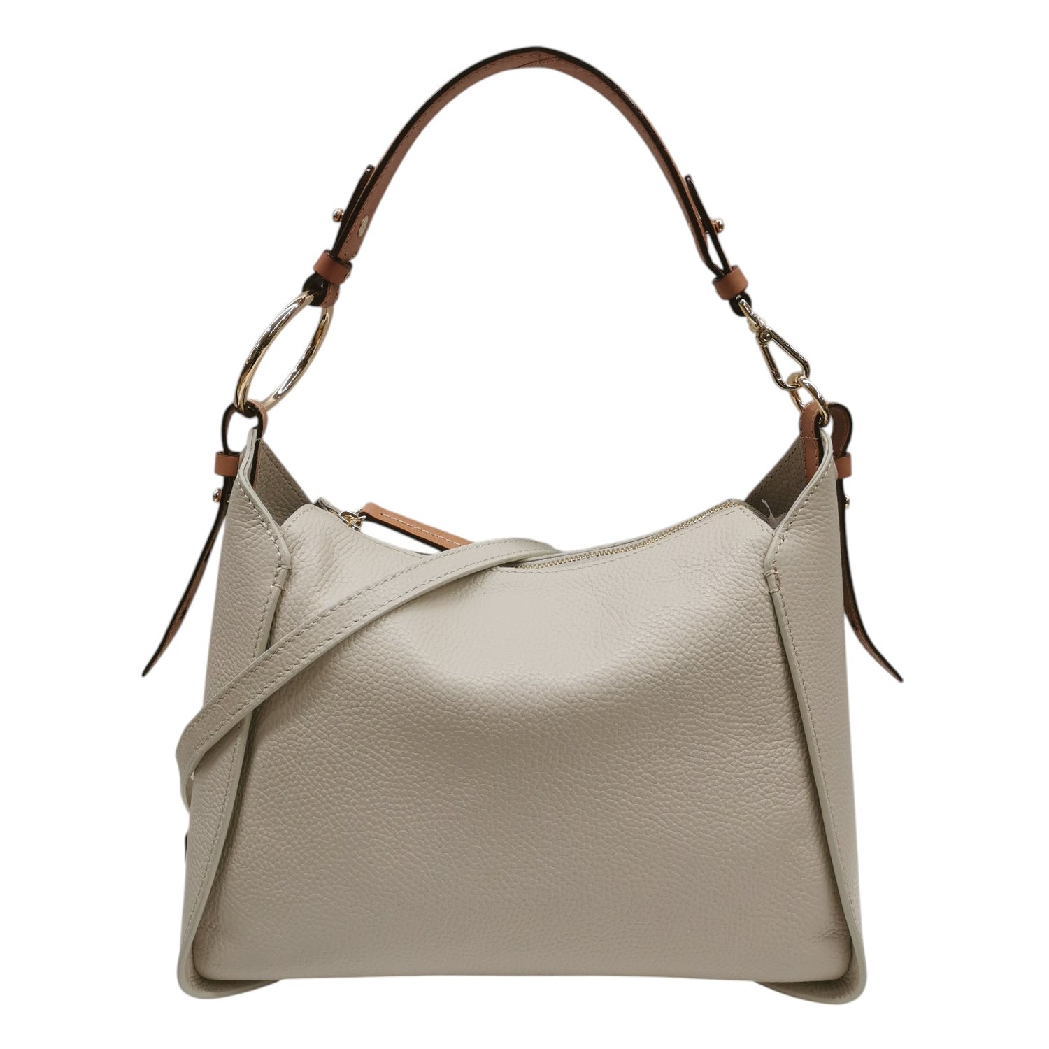 Gianni Conti Borsa a Spalla Donna in Pelle Panna con Manico e Tracolla