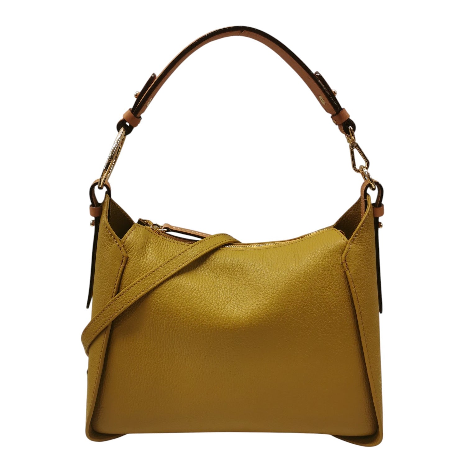 Gianni Conti Borsa a Spalla Donna in Pelle Senape con Manico e Tracolla