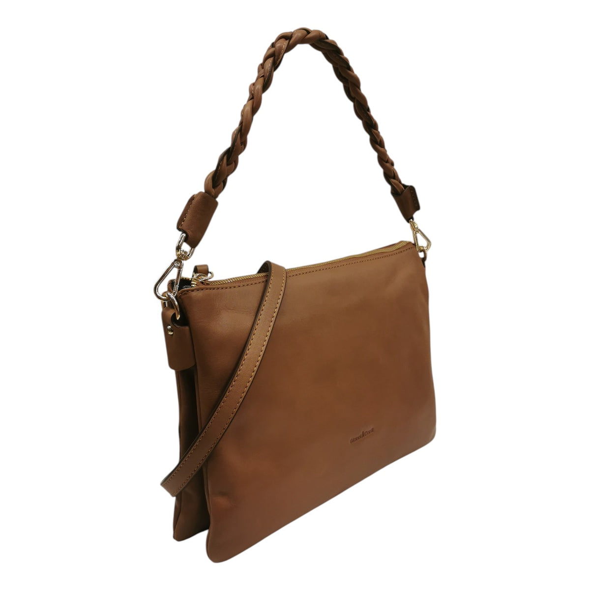 Gianni Conti Borsa a Spalla Donna in Pelle Cuoio con Tracolla e Manico Intrecciato