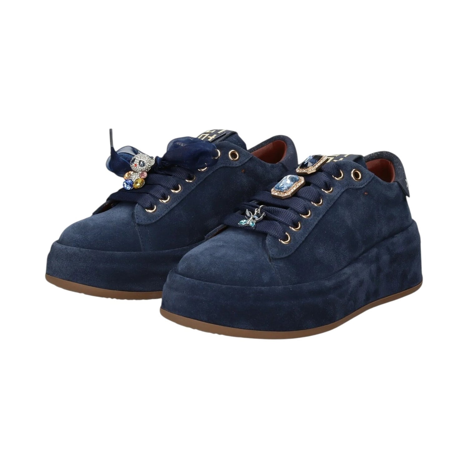 Gio+ Oliva Sneakers Platform Donna in Camoscio Blu Gioiello