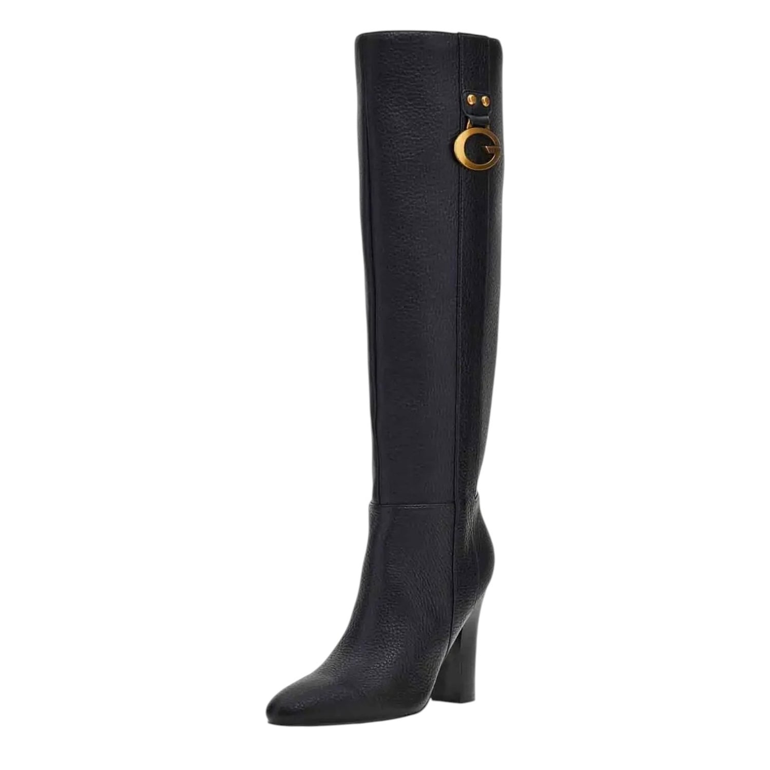 Guess Stivale Donna Nero con Dettaglio Oro e Tacco Largo Alto 100mm