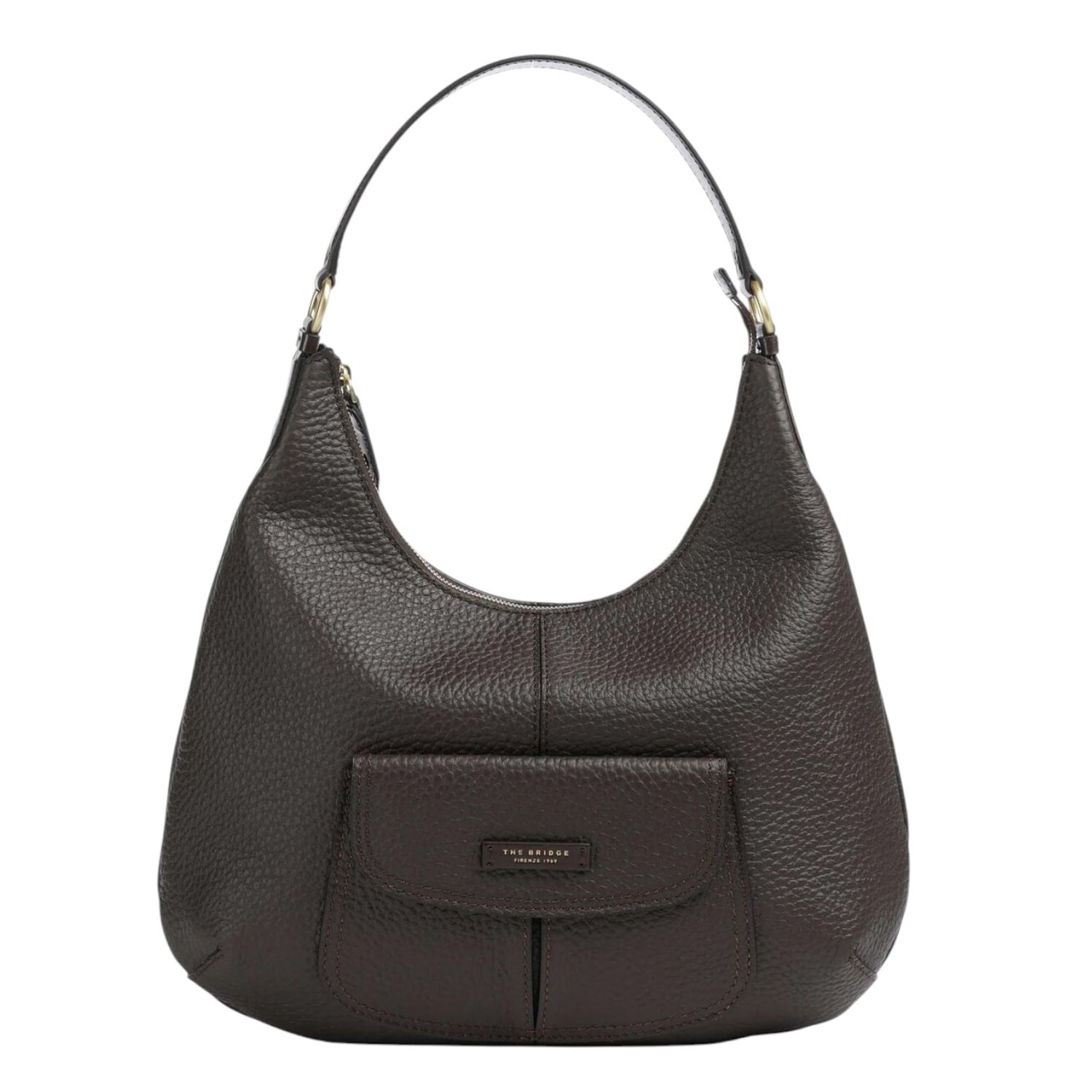 The Bridge Borsa a Spalla Martina Donna in Pelle Moka con Tasca Frontale